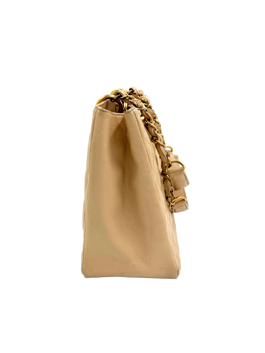 Pre-owned Chanel Beige Caviar Leather Grande Shopping Tote Gold Hardware - Authenticated