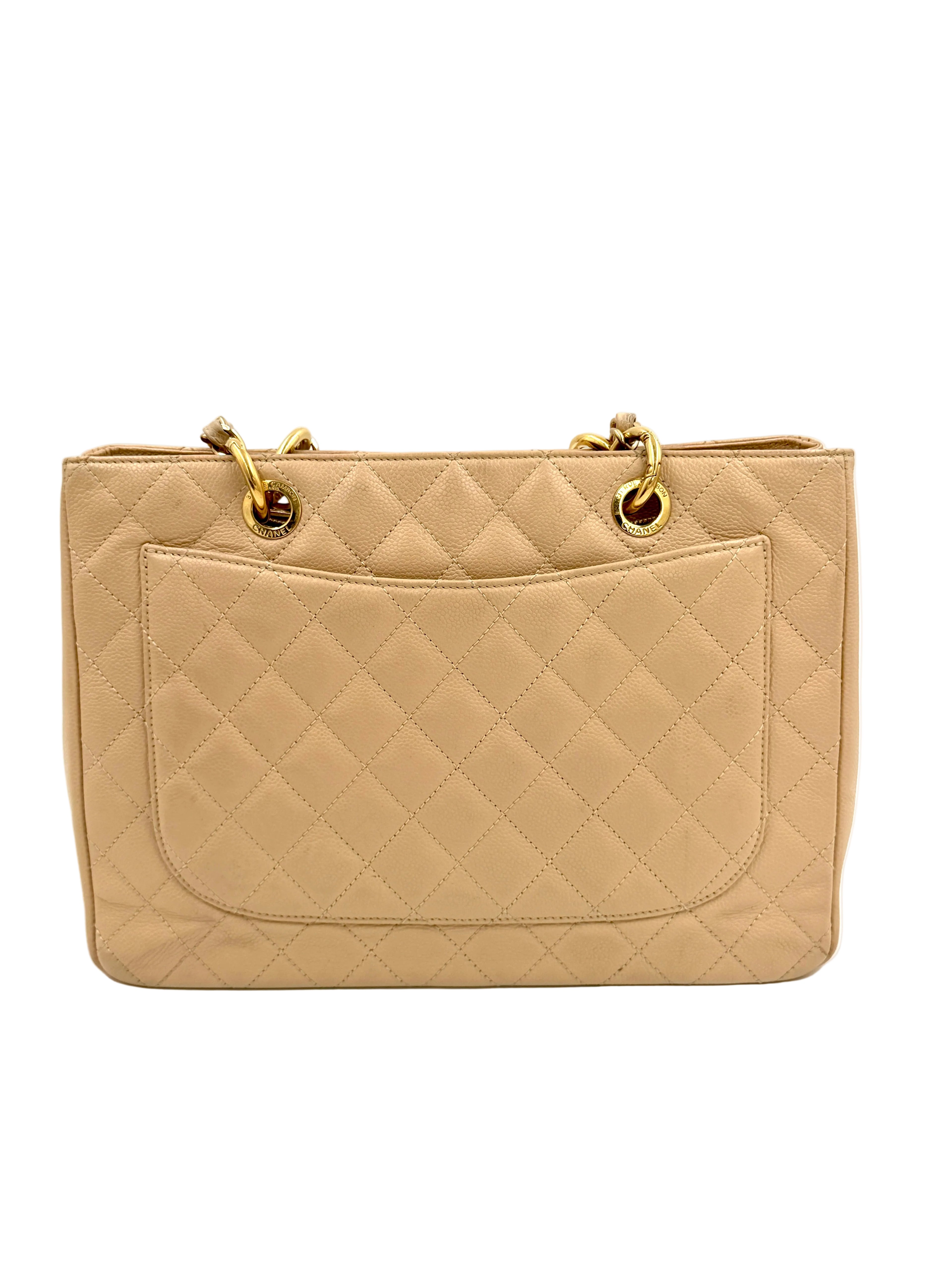 Pre-owned Chanel Beige Caviar Leather Grande Shopping Tote Gold Hardware - Authenticated