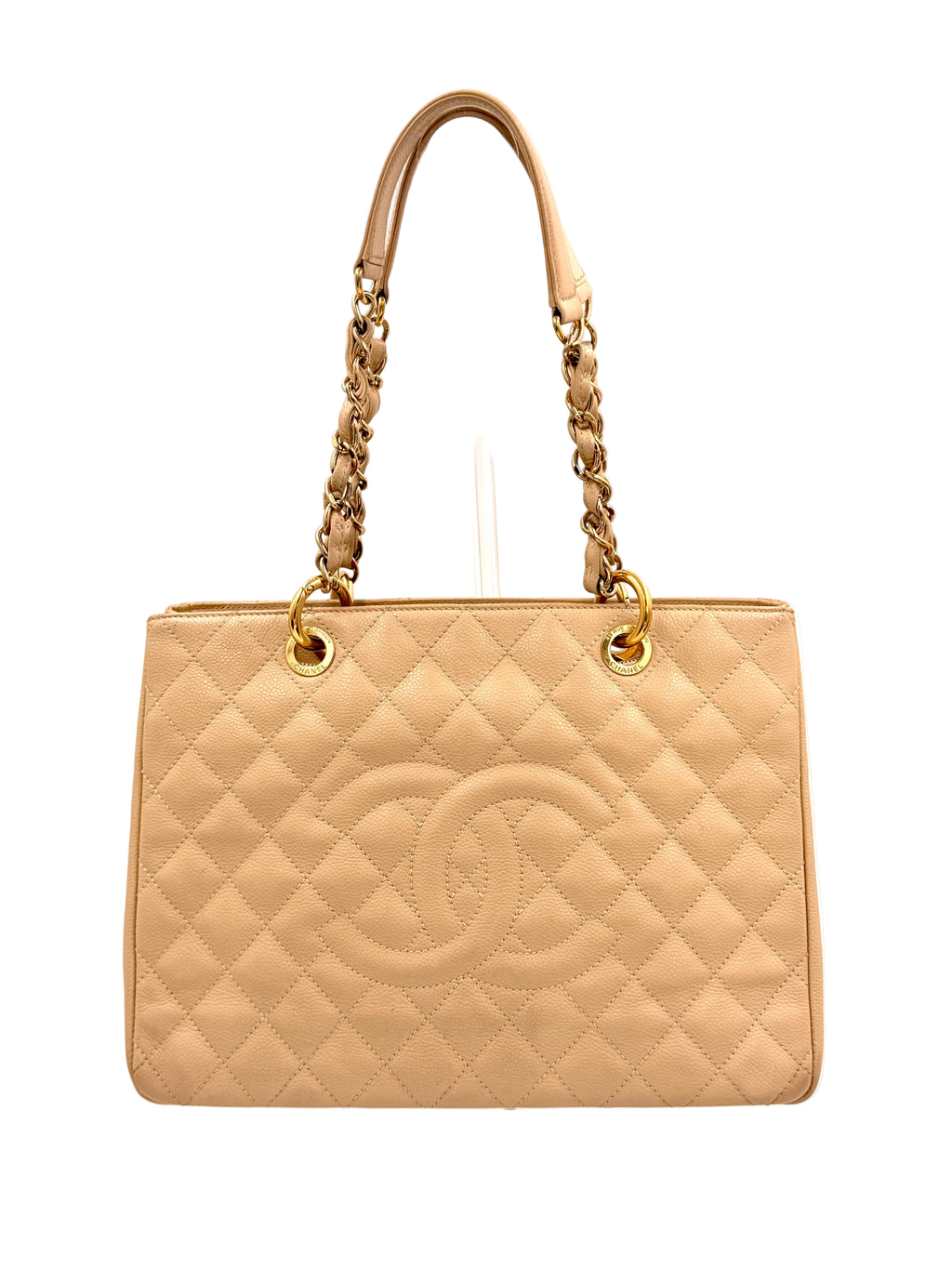 Pre-owned Chanel Beige Caviar Leather Grande Shopping Tote Gold Hardware - Authenticated