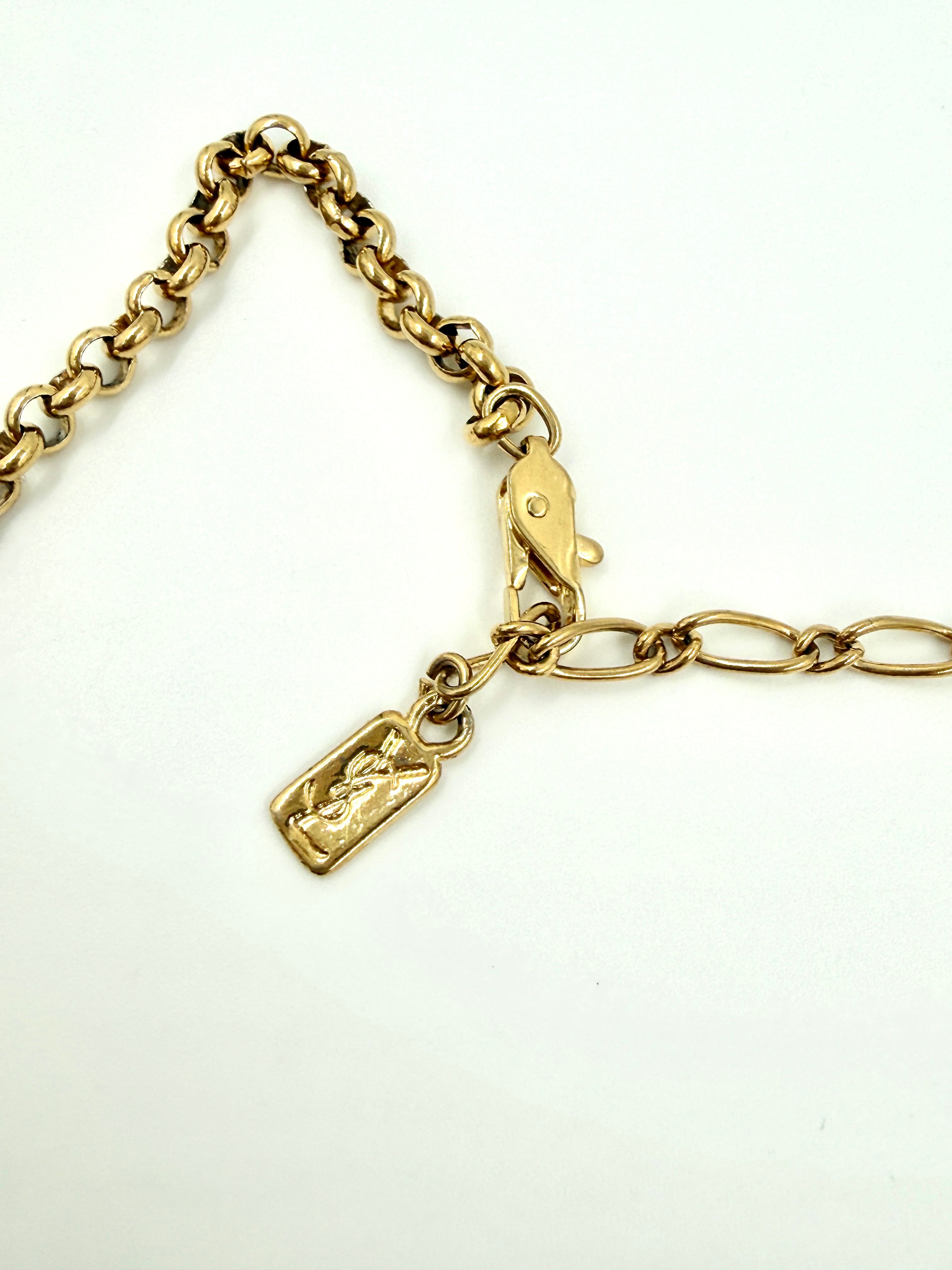 Pre-Owned Saint Laurent Gold Tone Flower Necklace with Crystal Center - Authenticated