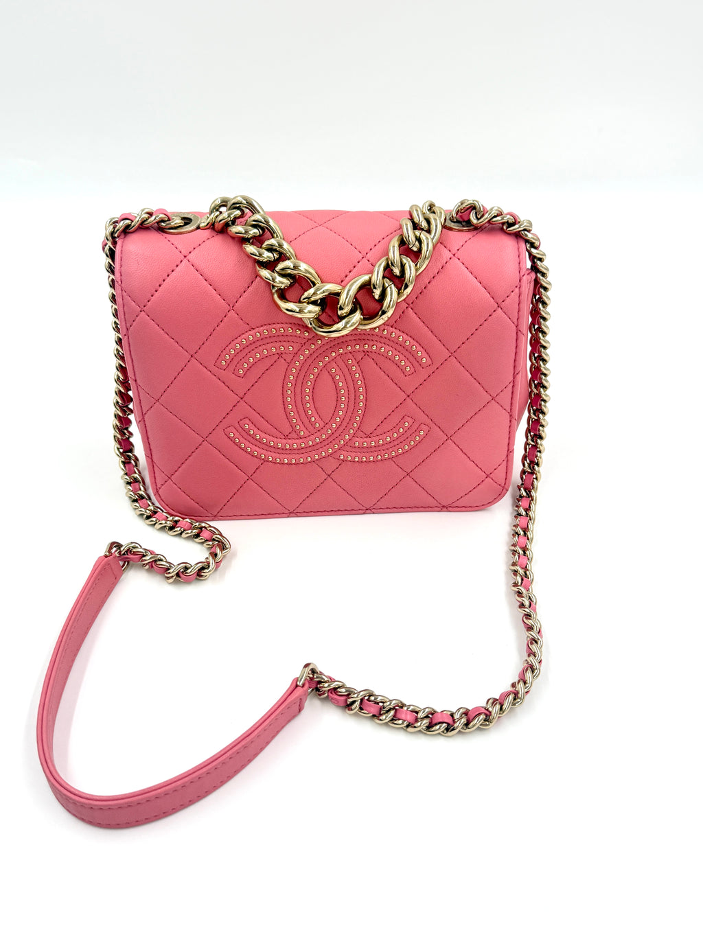 Pre-Owned Chanel Beauty Begins Flap Bag Pink Gold Hardware - Authenticated
