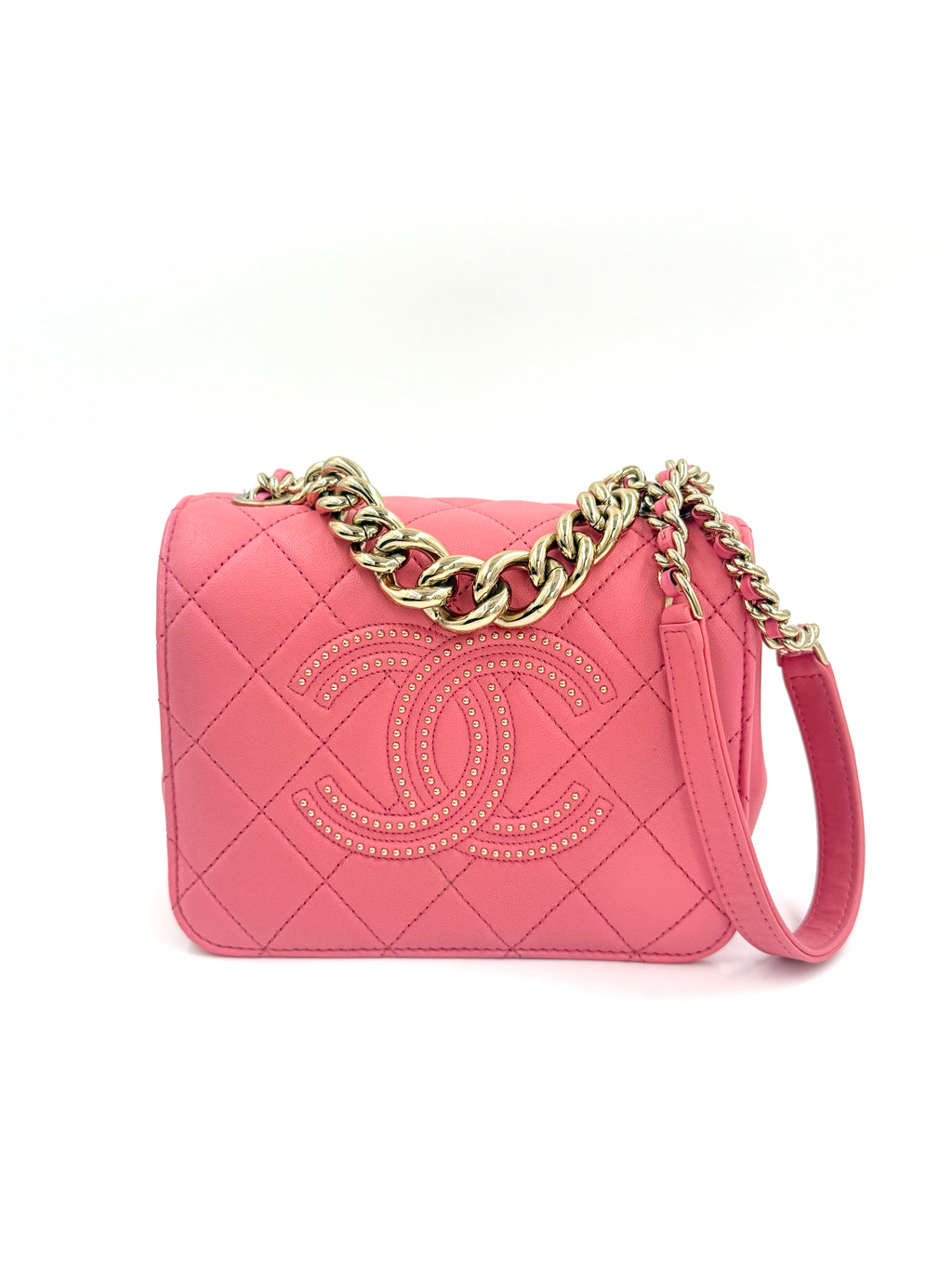 Pre-Owned Chanel Beauty Begins Flap Bag Pink Gold Hardware - Authenticated