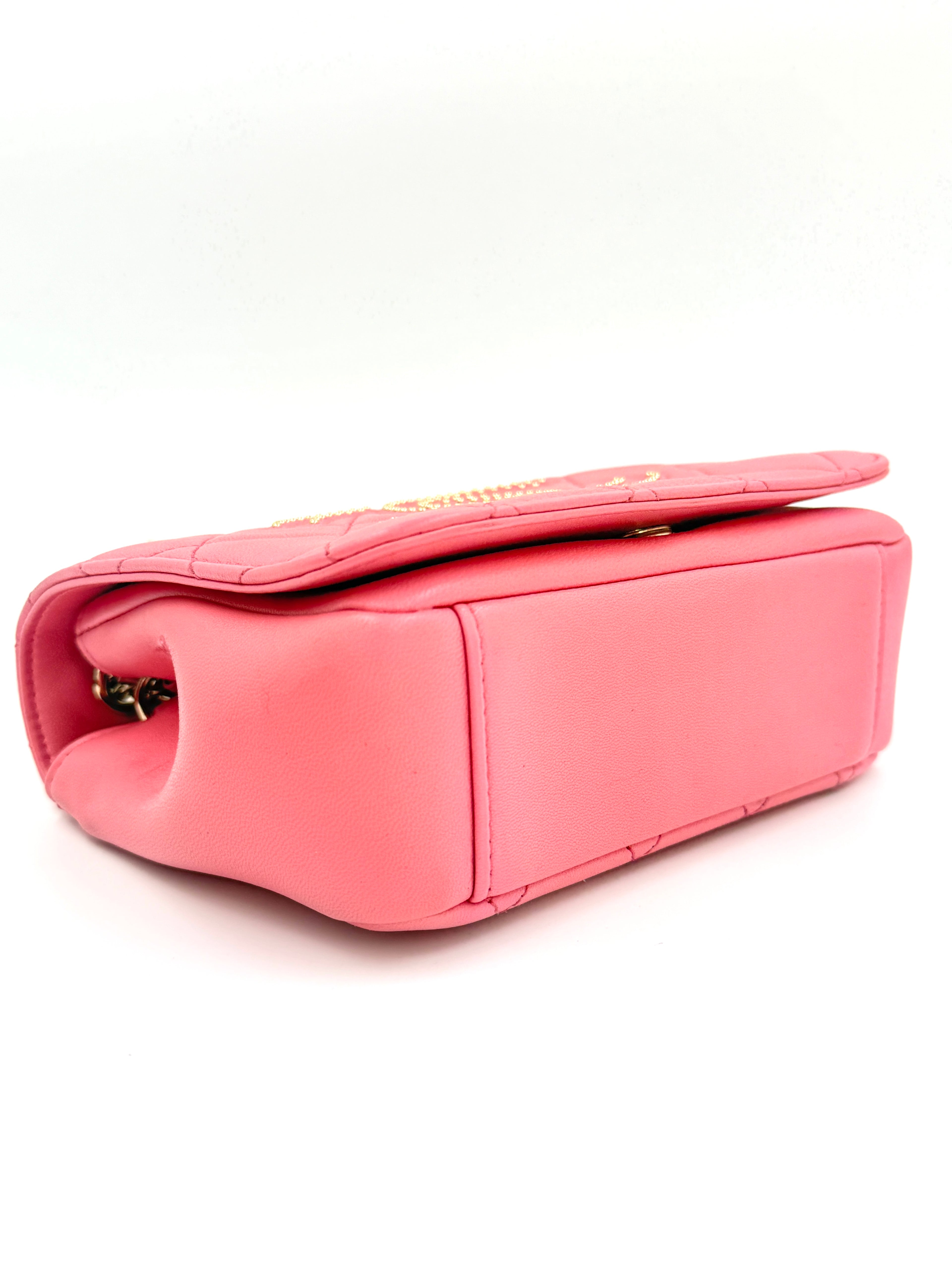 Pre-Owned Chanel Beauty Begins Flap Bag Pink Gold Hardware - Authenticated