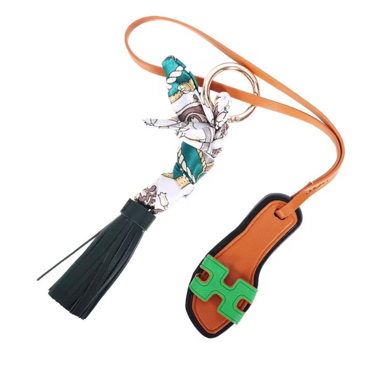 Tassel and Sandal Bag Charm, Green