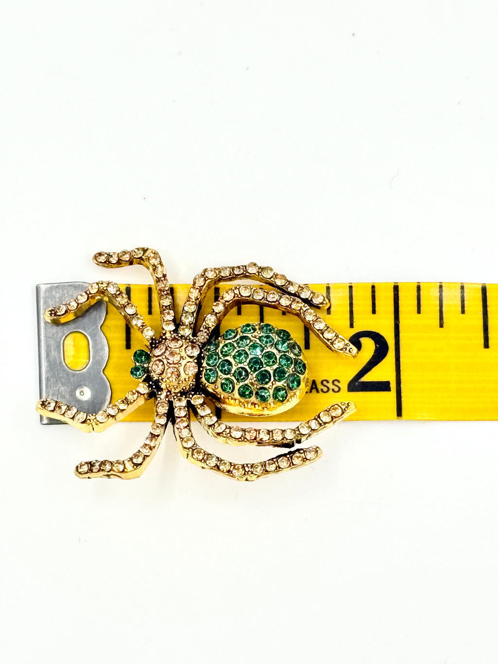 Pre-Owned Vintage Spider Brooch Gold Tone Green Crystals