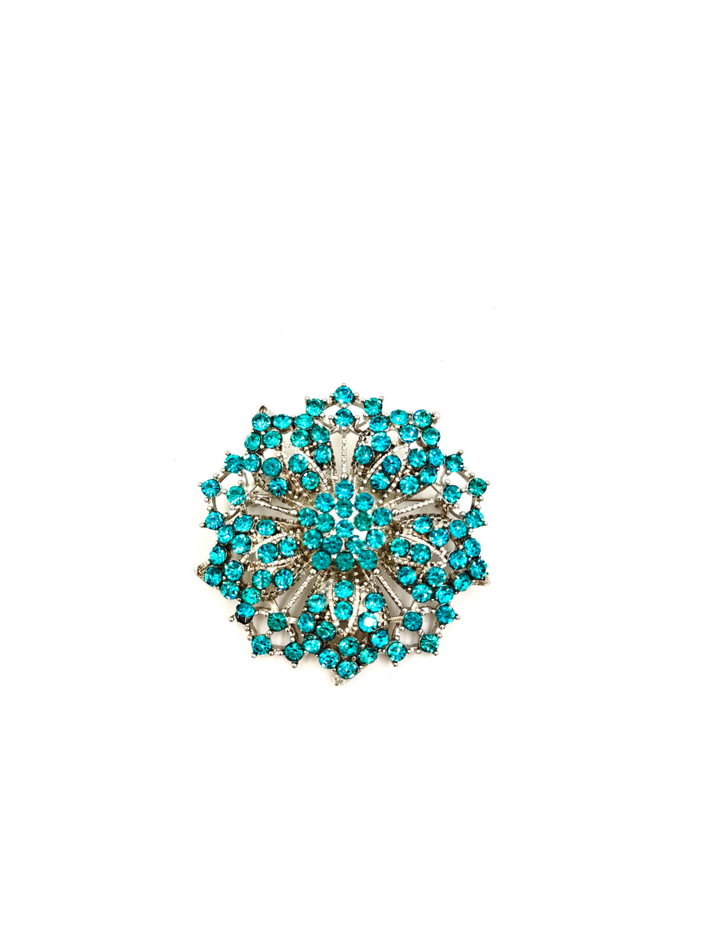 Pre-Owned Unbranded Blue Flower Crystal Brooch Pin