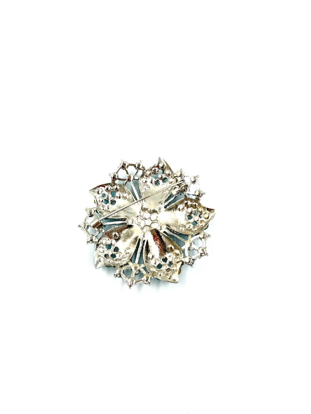 Pre-Owned Unbranded Blue Flower Crystal Brooch Pin