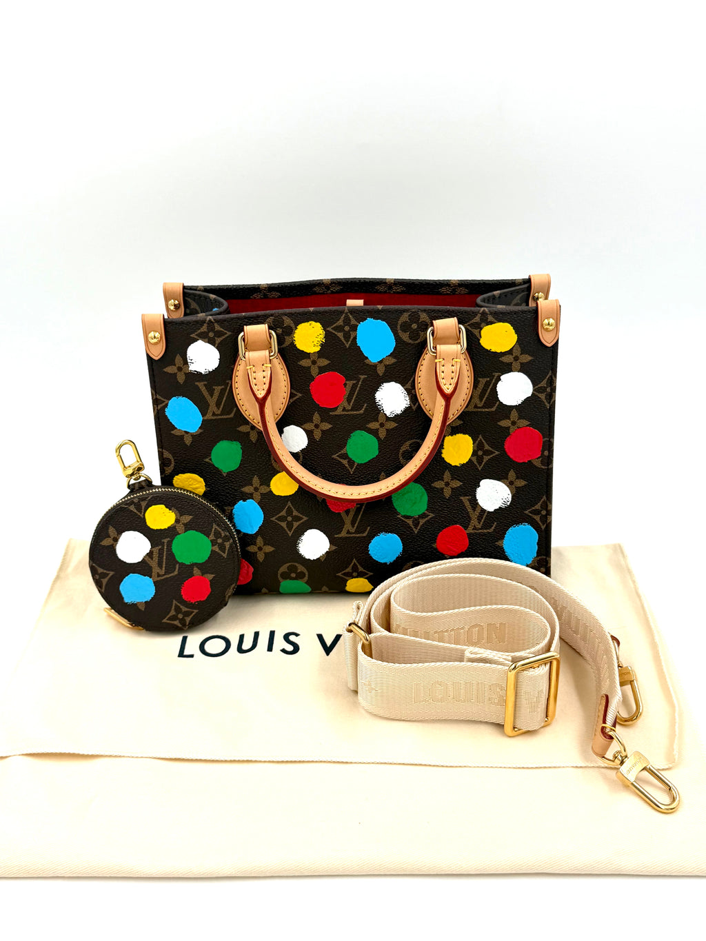 Pre-owned Louis Vuitton x Yayoi Kusama Painted Dots Monogram OnTheGo PM Tote Bag - Authenticated