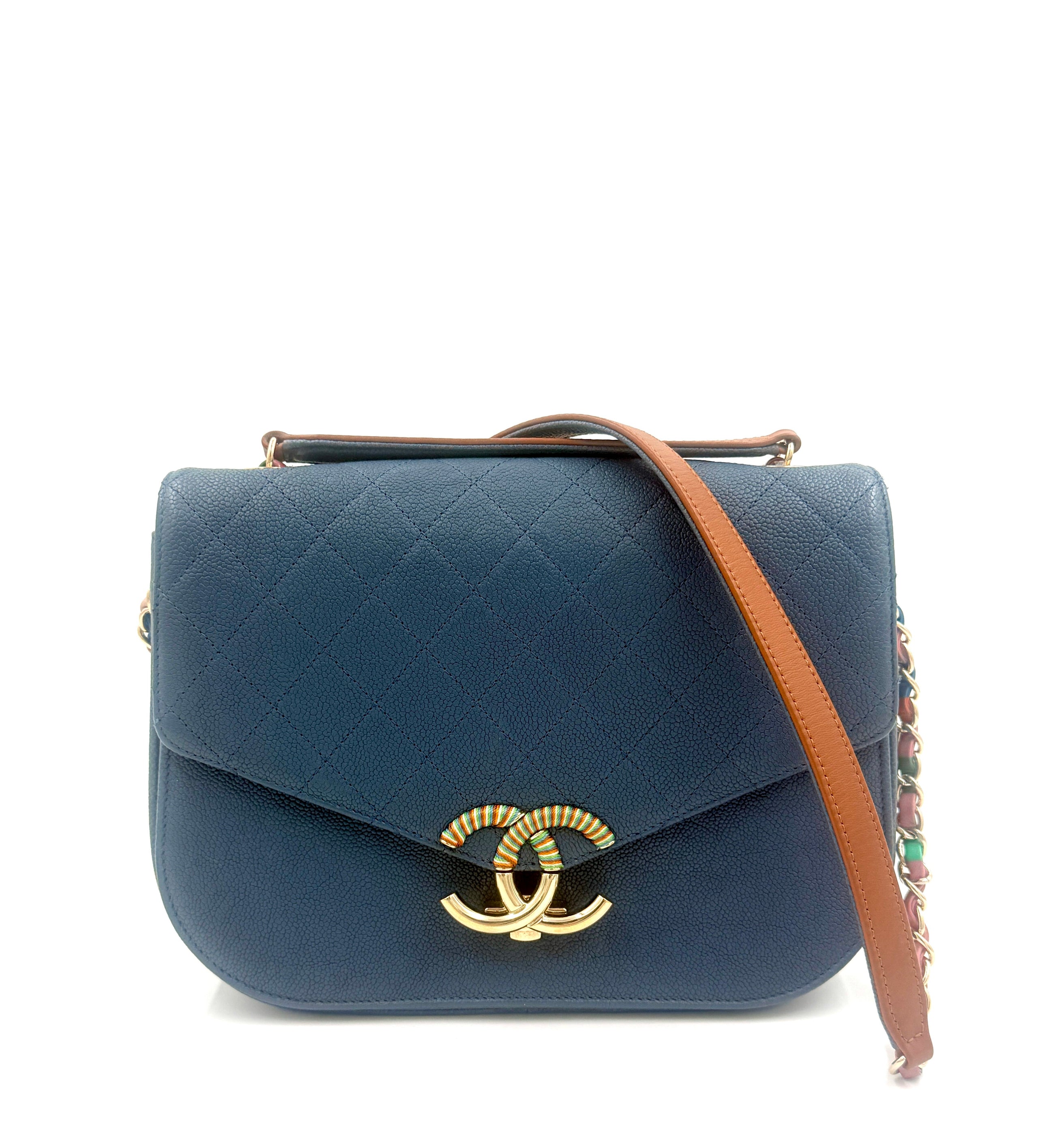 Pre-Owned Chanel Paris-Cuba Thread Around Flap Bag Blue Caviar - Authenticated