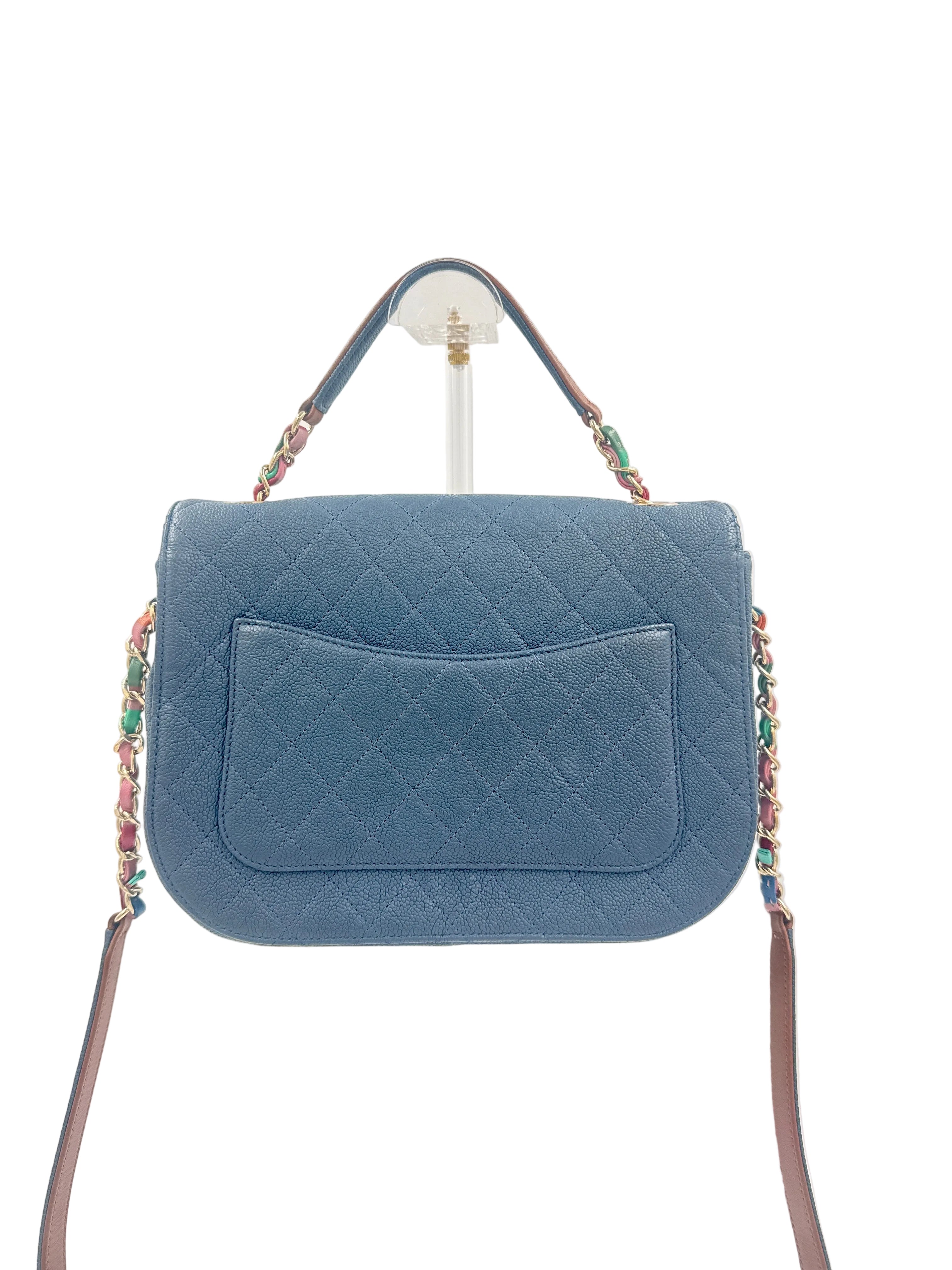 Pre-Owned Chanel Paris-Cuba Thread Around Flap Bag Blue Caviar - Authenticated
