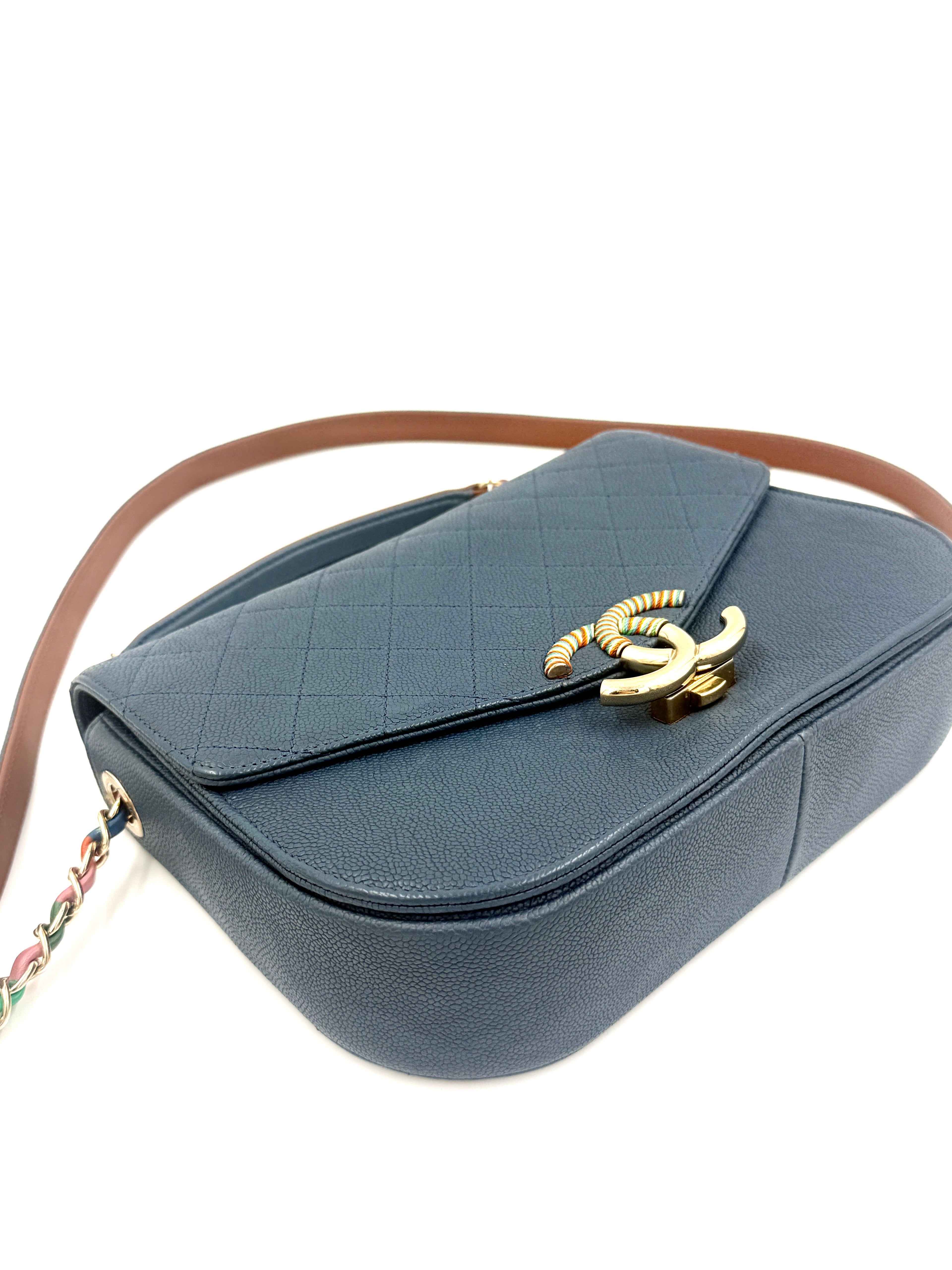 Pre-Owned Chanel Paris-Cuba Thread Around Flap Bag Blue Caviar - Authenticated
