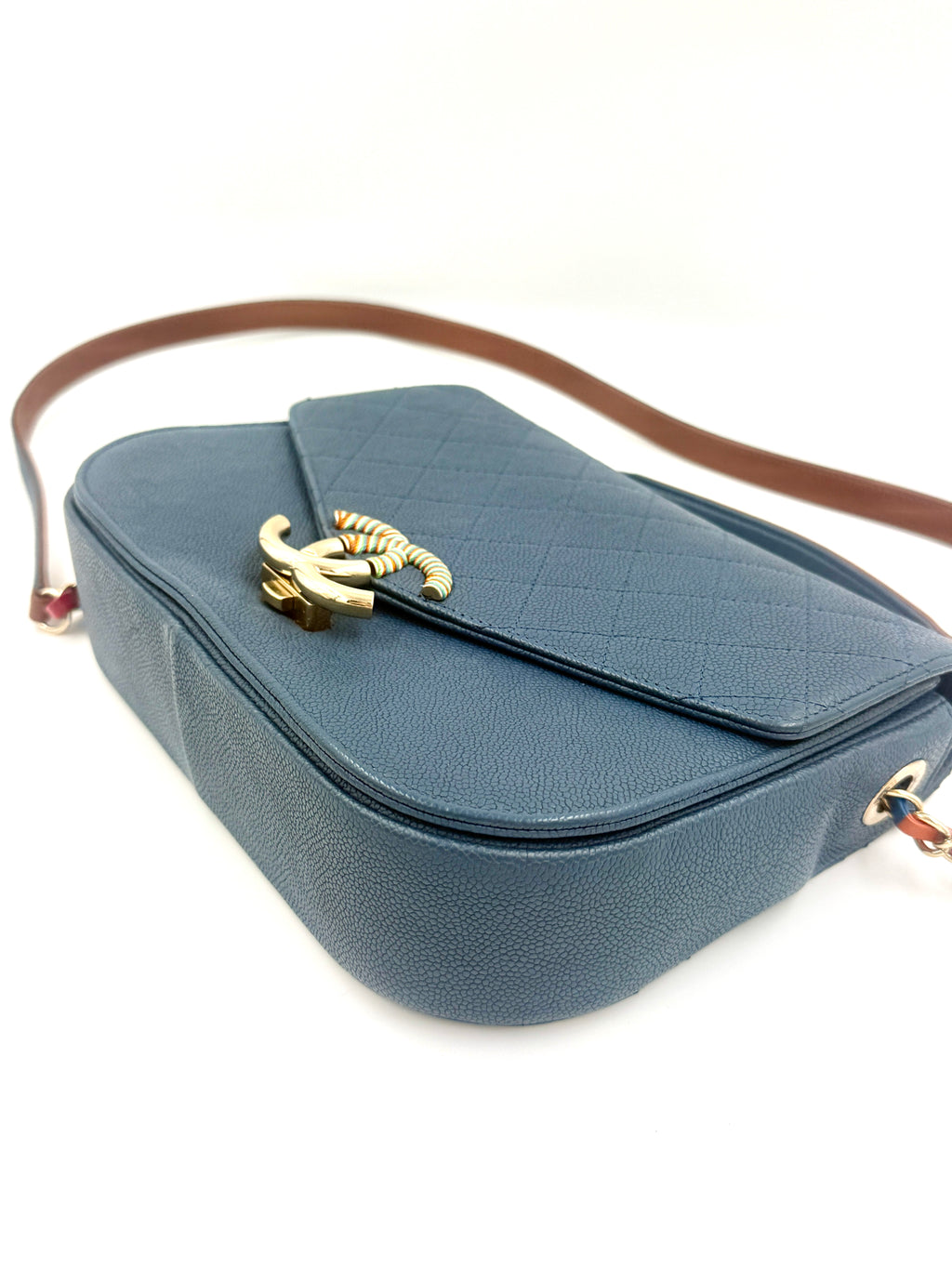 Pre-Owned Chanel Paris-Cuba Thread Around Flap Bag Blue Caviar - Authenticated