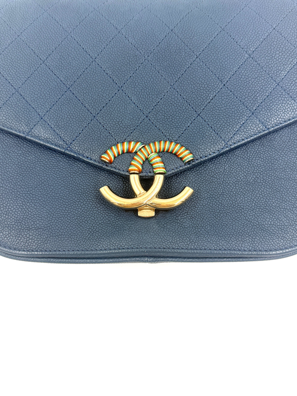 Pre-Owned Chanel Paris-Cuba Thread Around Flap Bag Blue Caviar - Authenticated