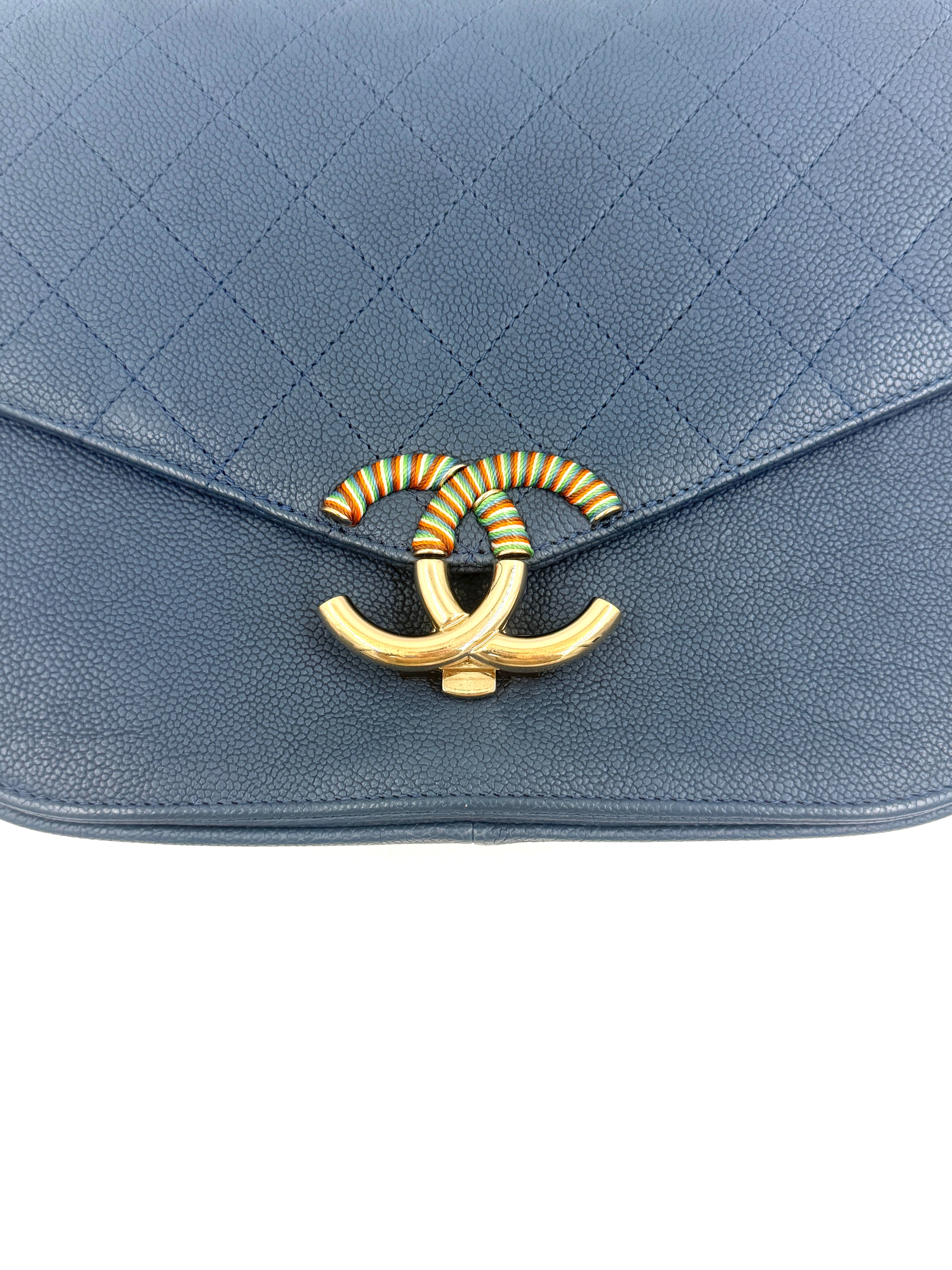 Pre-Owned Chanel Paris-Cuba Thread Around Flap Bag Blue Caviar - Authenticated
