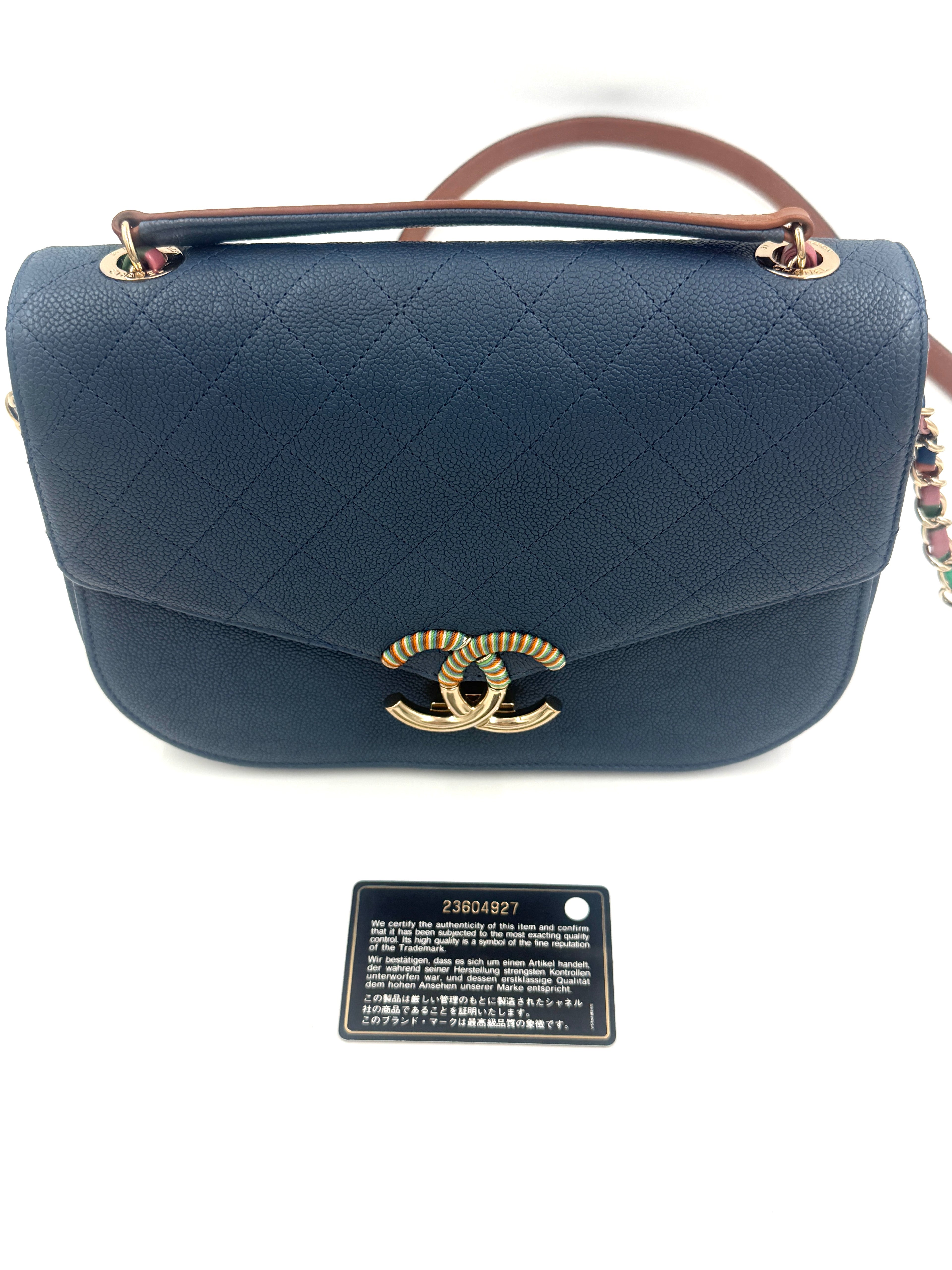Pre-Owned Chanel Paris-Cuba Thread Around Flap Bag Blue Caviar - Authenticated
