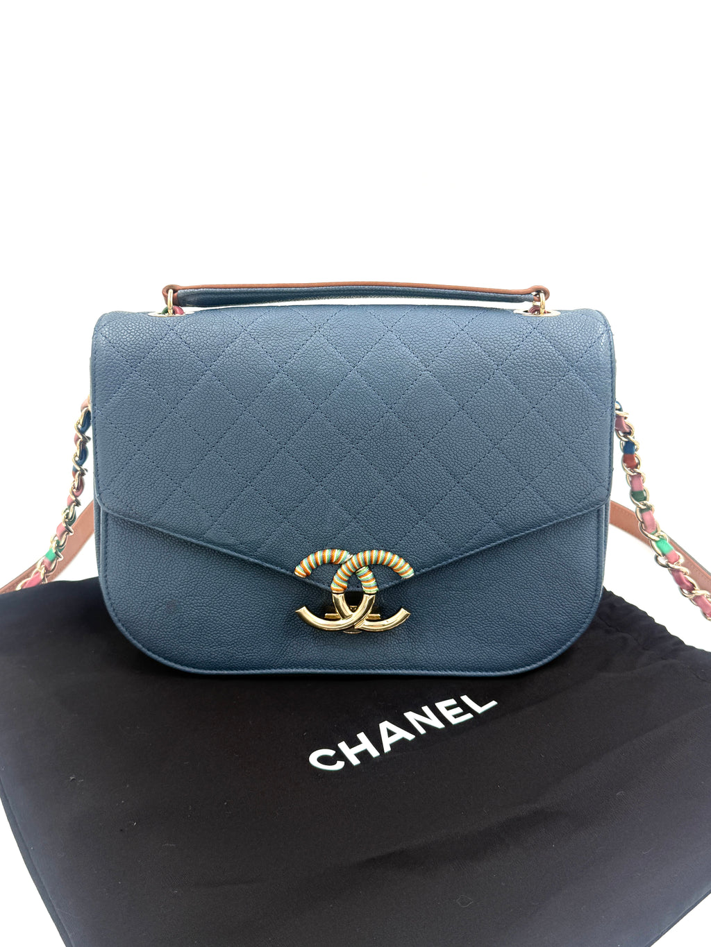 Pre-Owned Chanel Paris-Cuba Thread Around Flap Bag Blue Caviar - Authenticated