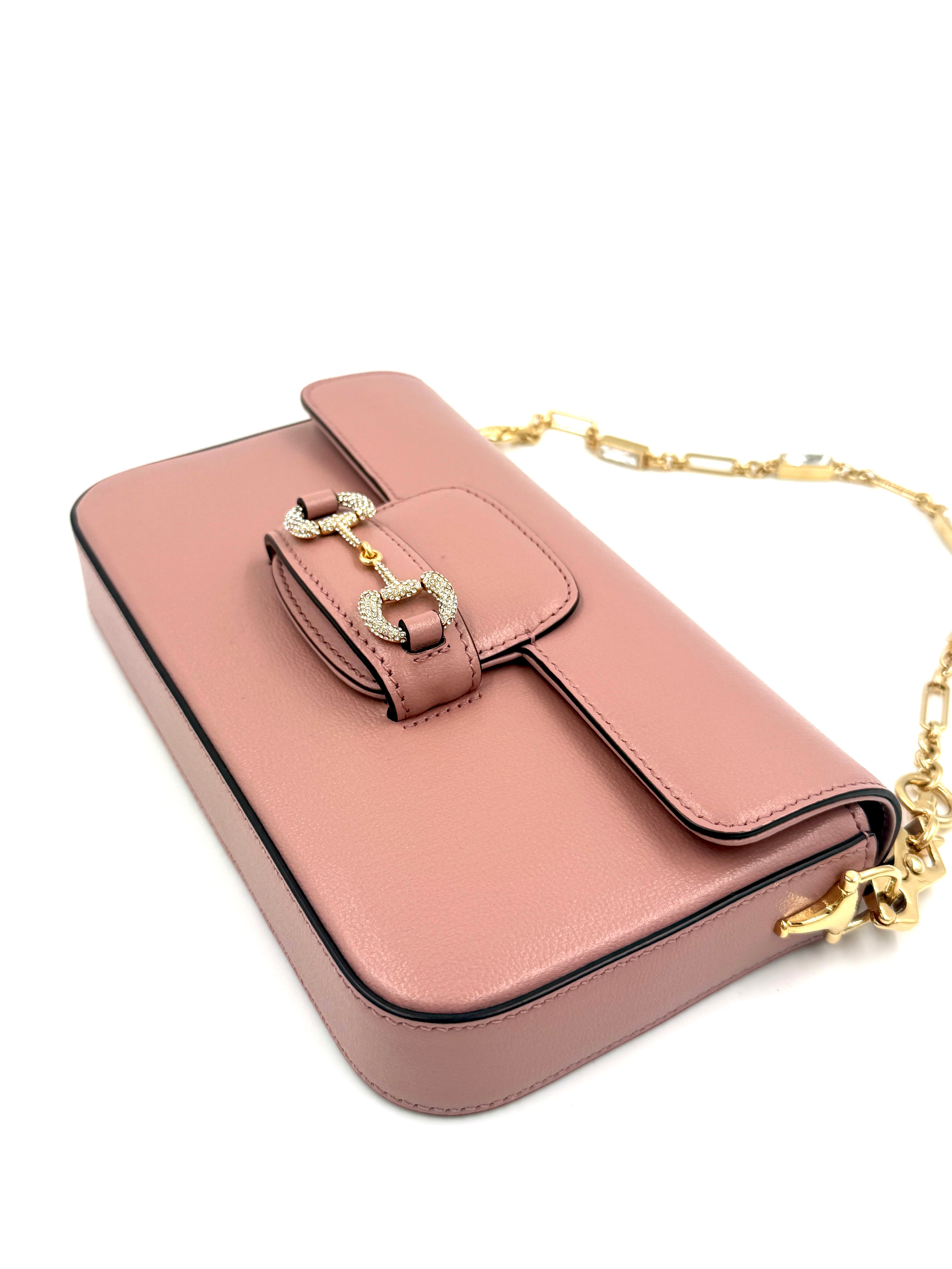 Pre-Owned Gucci Horsebit 1955 Mini Shoulder Bag Dusty Carmine Rose - Authenticated