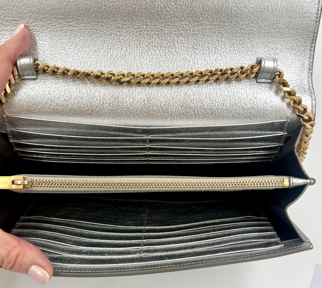 Pre-Owned Yves Saint Laurent Kate Bag Silver with Gold Hardware - Authenticated