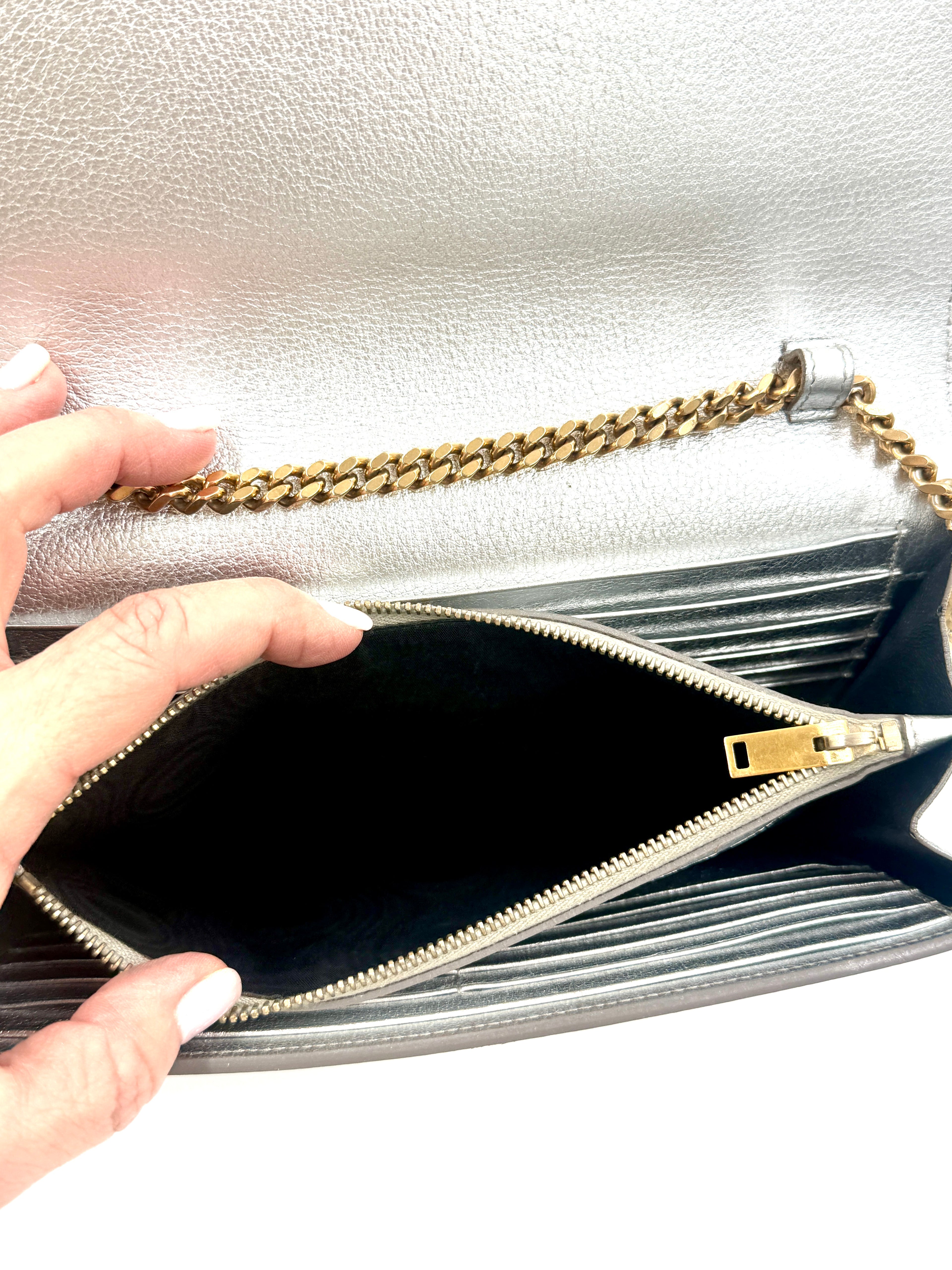 Pre-Owned Yves Saint Laurent Kate Bag Silver with Gold Hardware - Authenticated