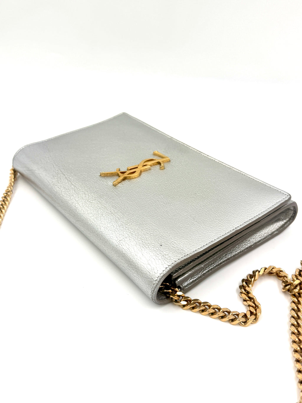 Pre-Owned Yves Saint Laurent Kate Bag Silver with Gold Hardware - Authenticated