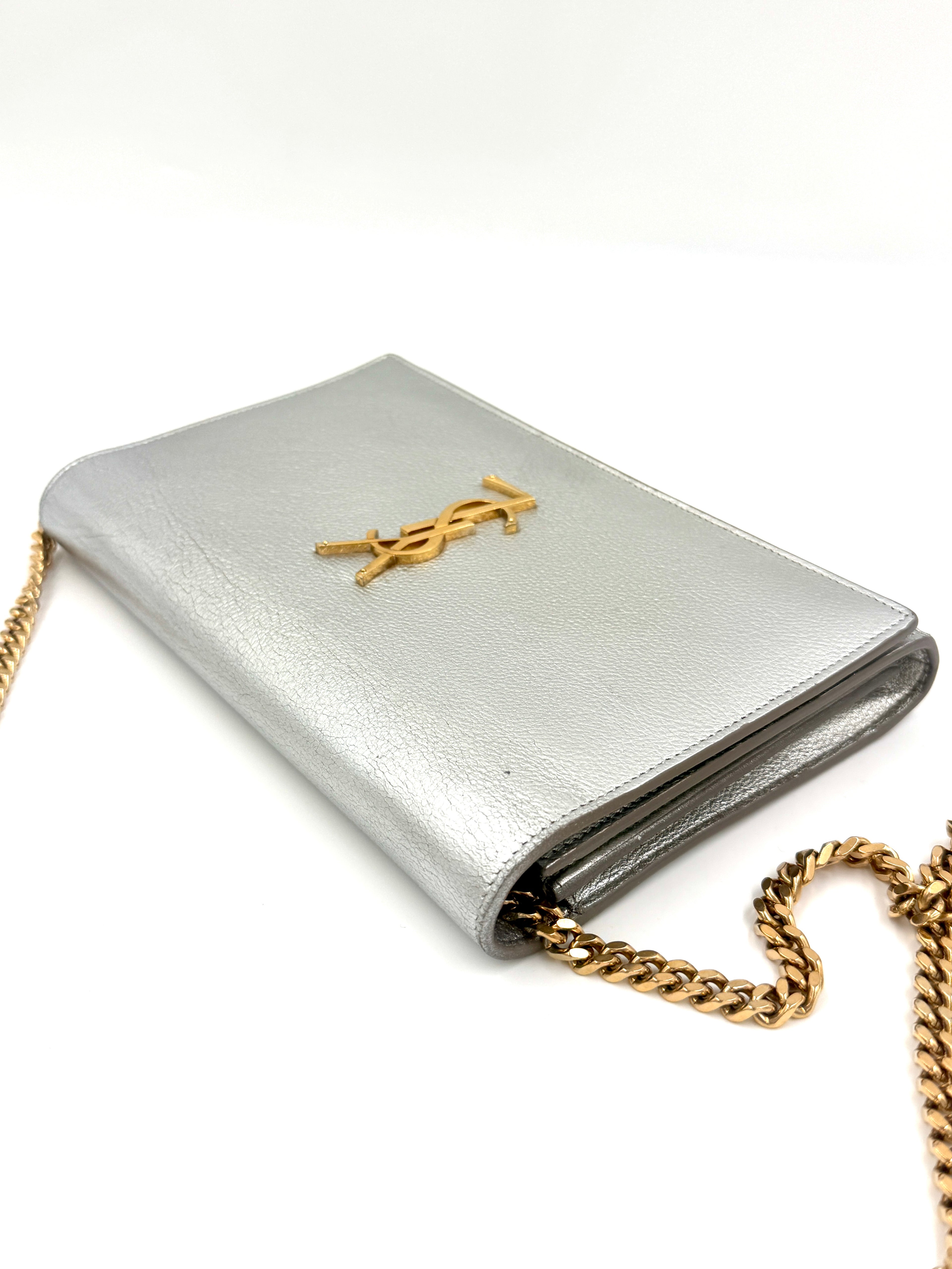 Pre-Owned Yves Saint Laurent Kate Bag Silver with Gold Hardware - Authenticated