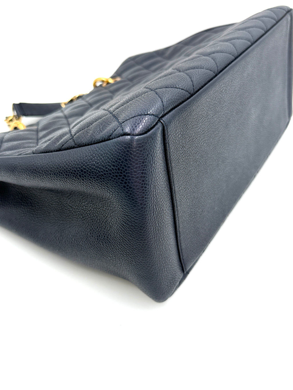 Pre-owned Chanel Navy Blue Caviar GST Grand Shopping Tote Gold Hardware - Authenticated