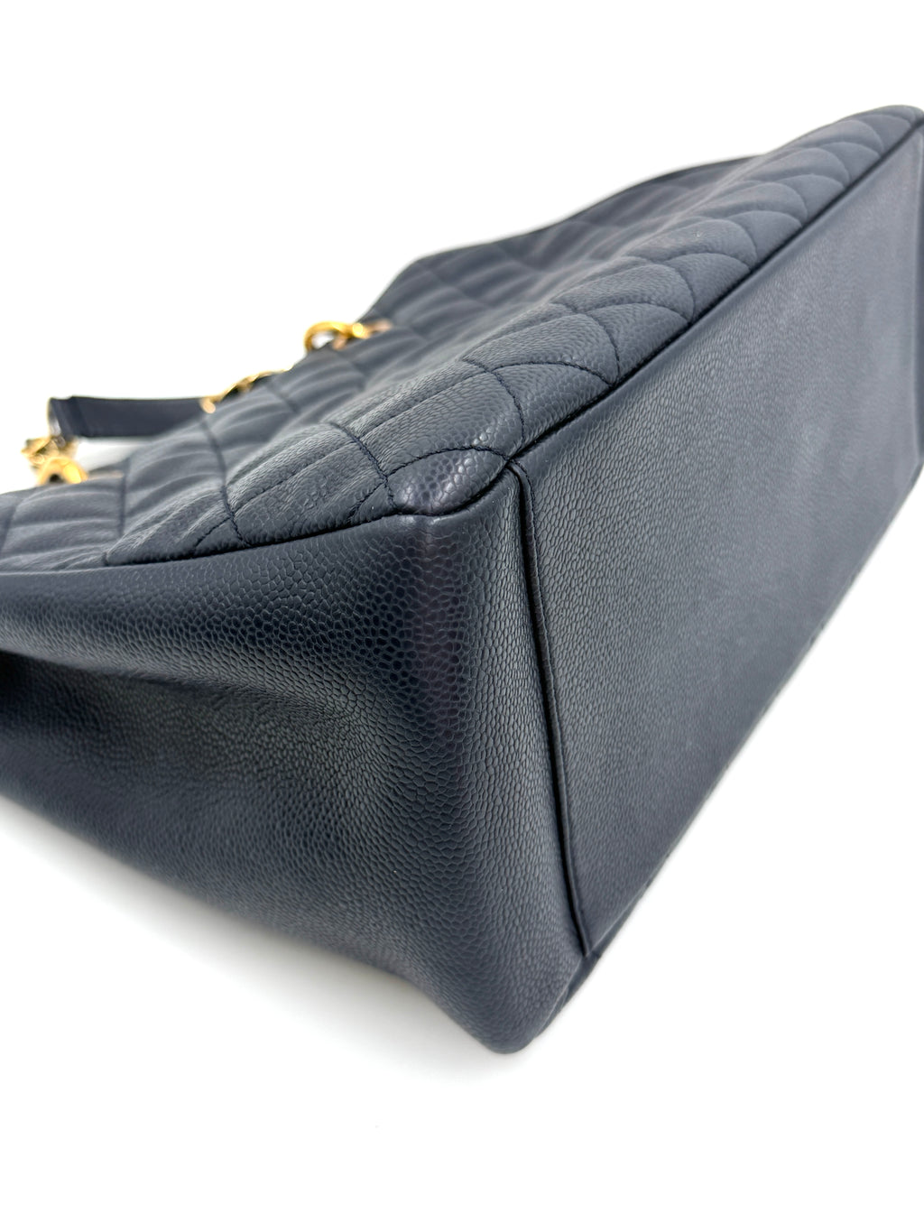 Pre-owned Chanel Navy Blue Caviar GST Grand Shopping Tote Gold Hardware - Authenticated