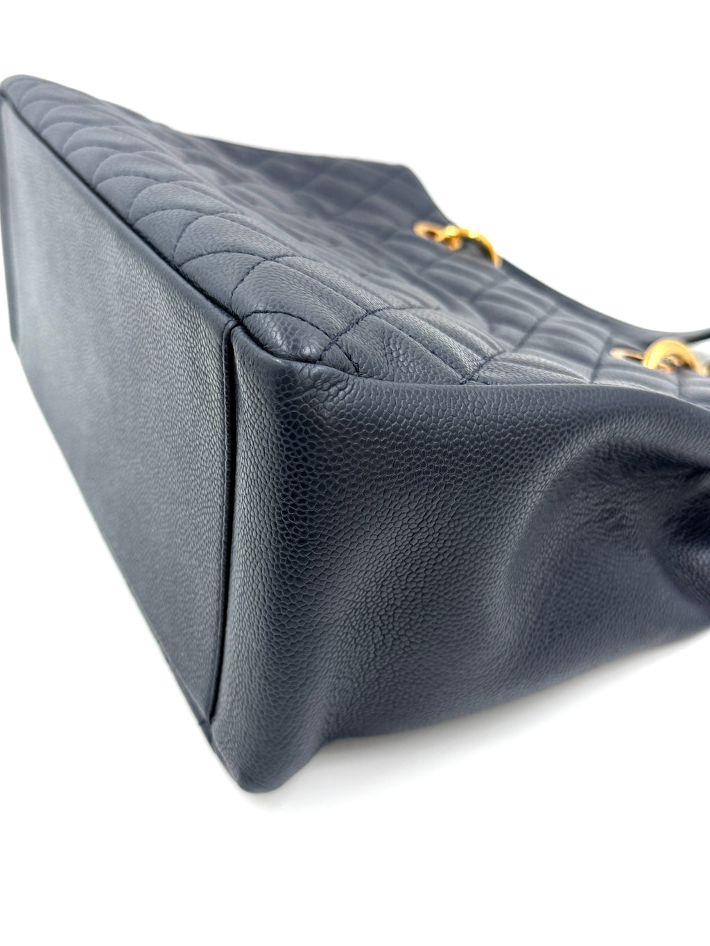 Pre-owned Chanel Navy Blue Caviar GST Grand Shopping Tote Gold Hardware - Authenticated