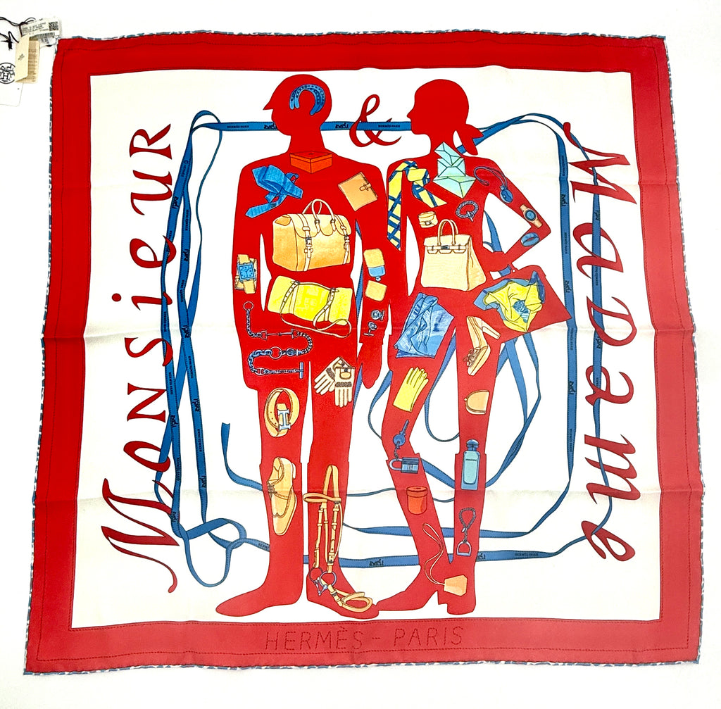 Pre-Owned Hermès Monsieur et Madame Silk Scarf by Bali Barret 70