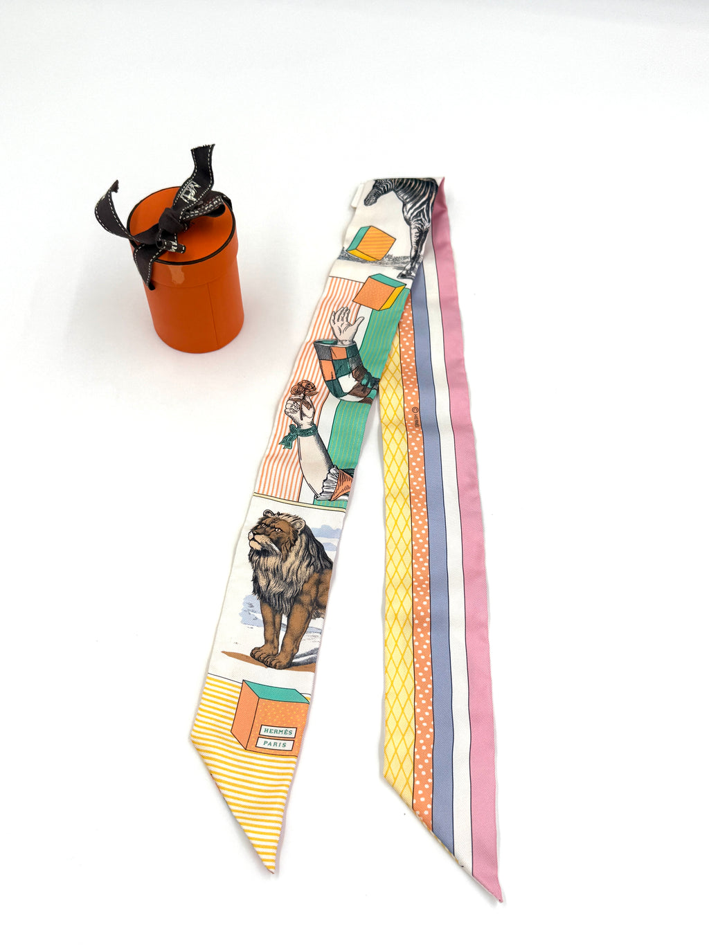 Pre-Owned Hermès Tiger Circus Twilly Scarf with Box