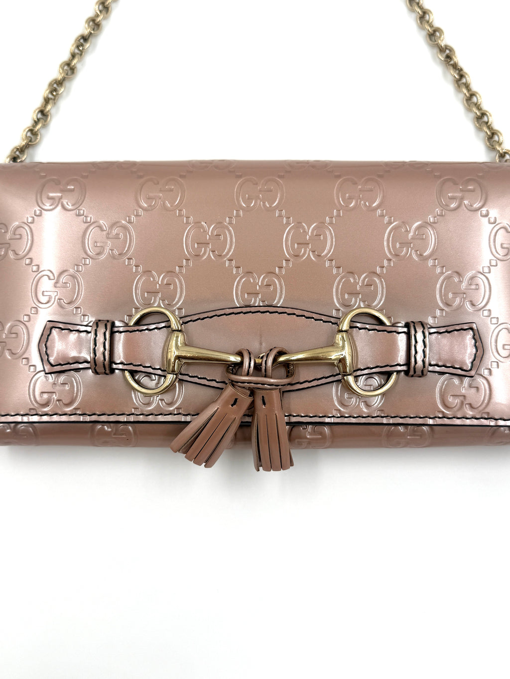 Pre Owned Gucci Guccissima Emily Continental Chain Wallet  Beige - Authenticated