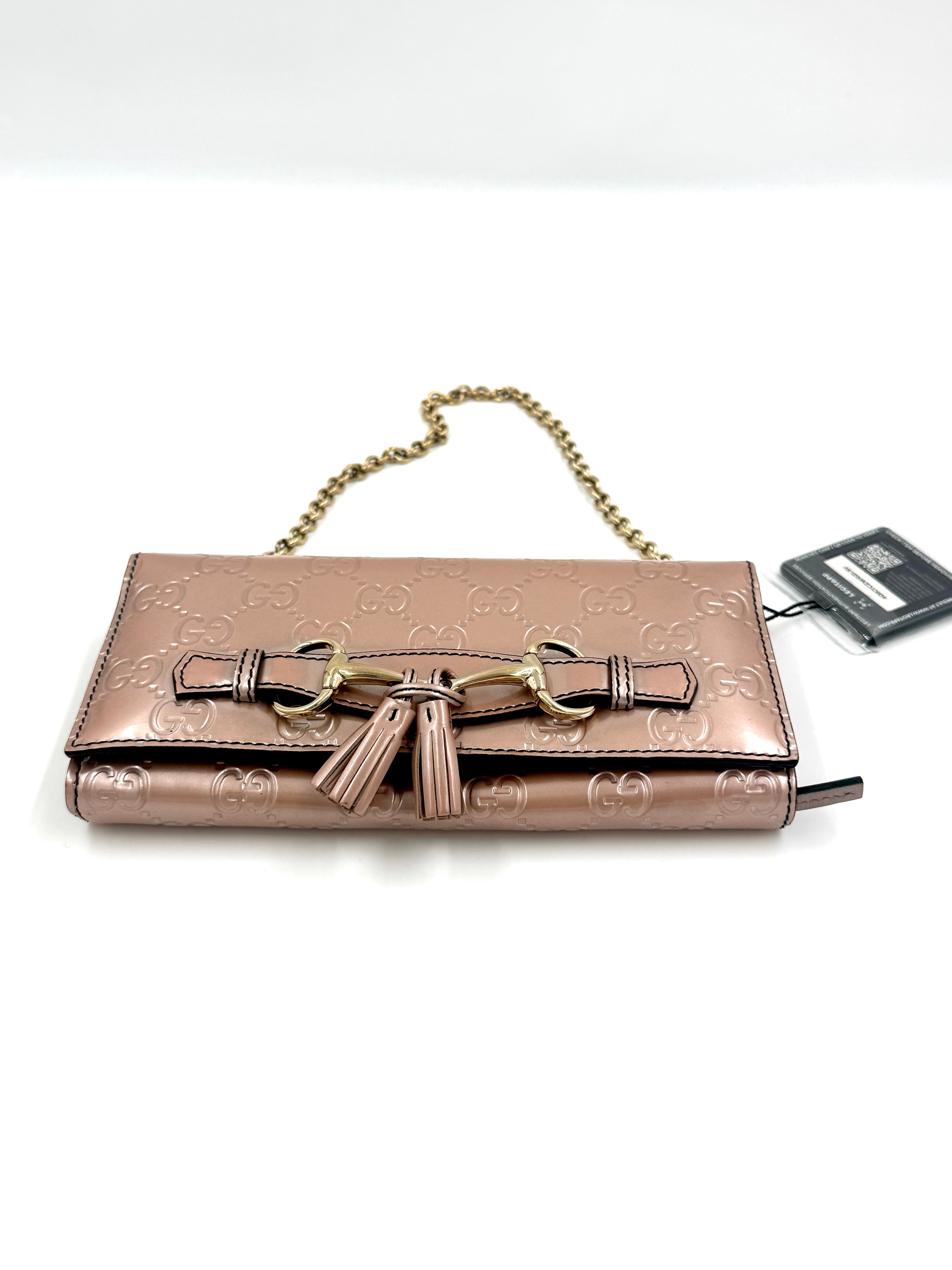 Pre Owned Gucci Guccissima Emily Continental Chain Wallet  Beige - Authenticated