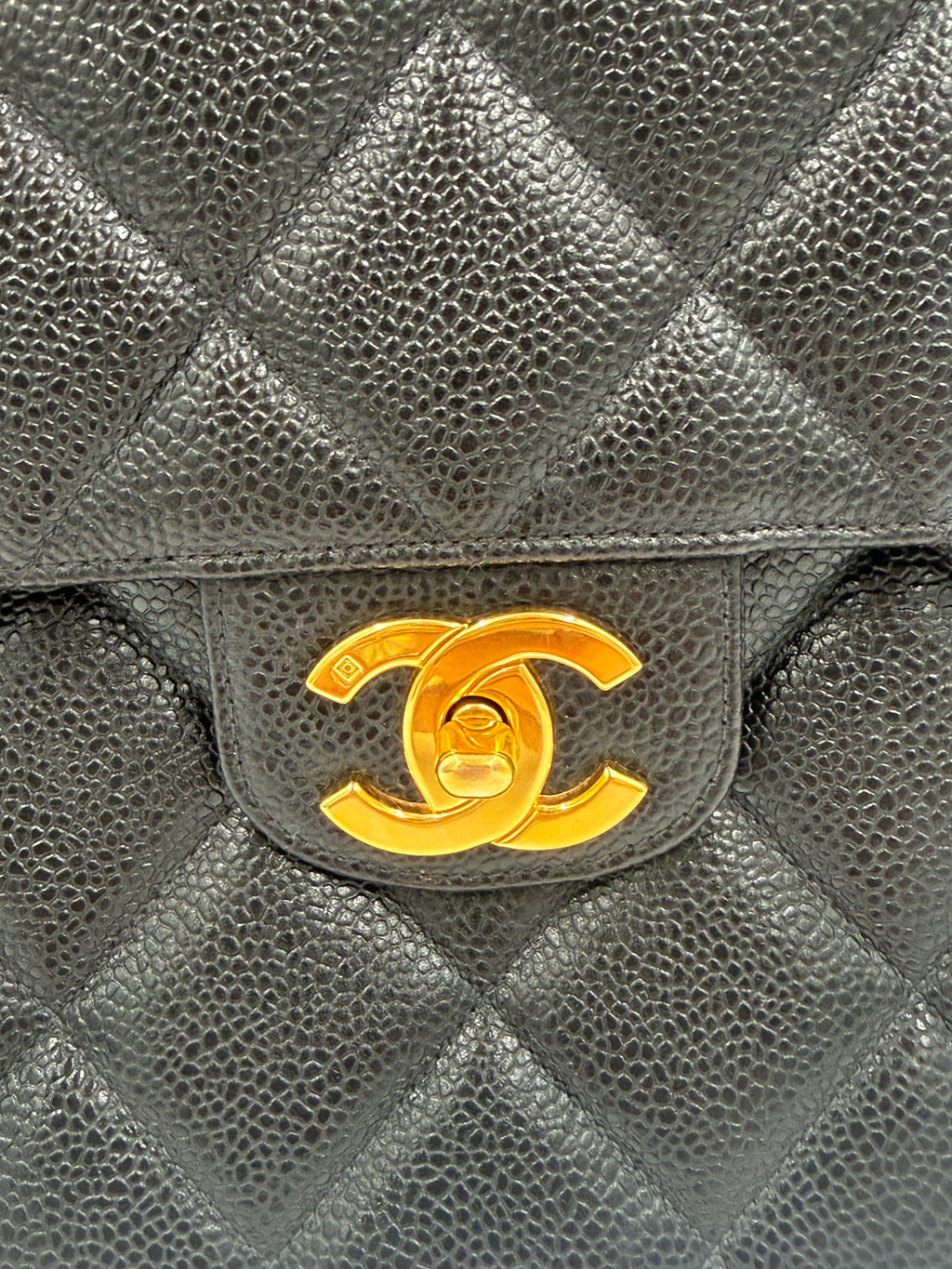 Pre-Owned Chanel Vintage Jumbo Kelly Caviar Leather Top Handle Bag - Authenticated