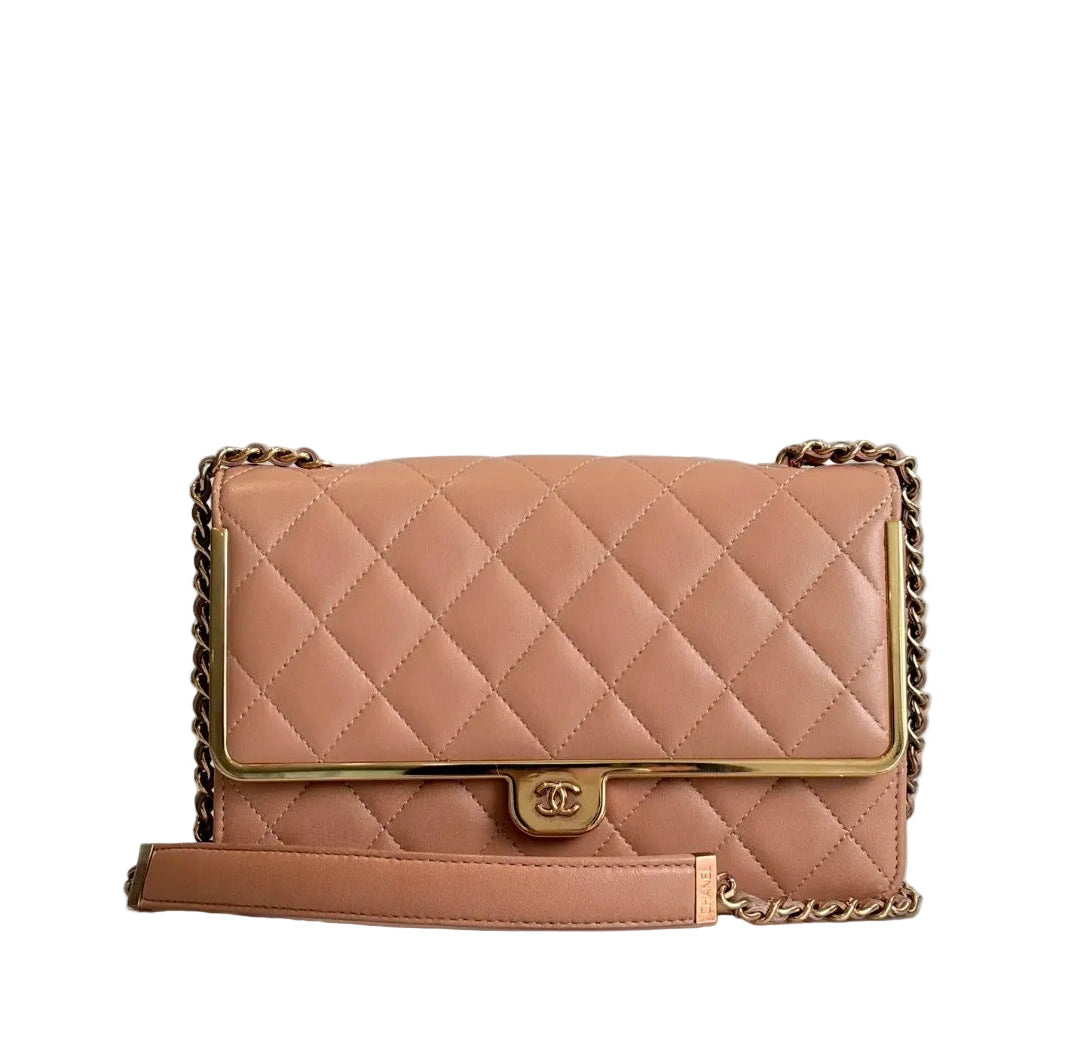 Pre-owned Chanel Mini Matelasse 17 Milk Tea Beige Lambskin Flap Bag - Authenticated