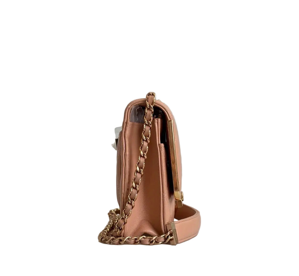 Pre-owned Chanel Mini Matelasse 17 Milk Tea Beige Lambskin Flap Bag - Authenticated