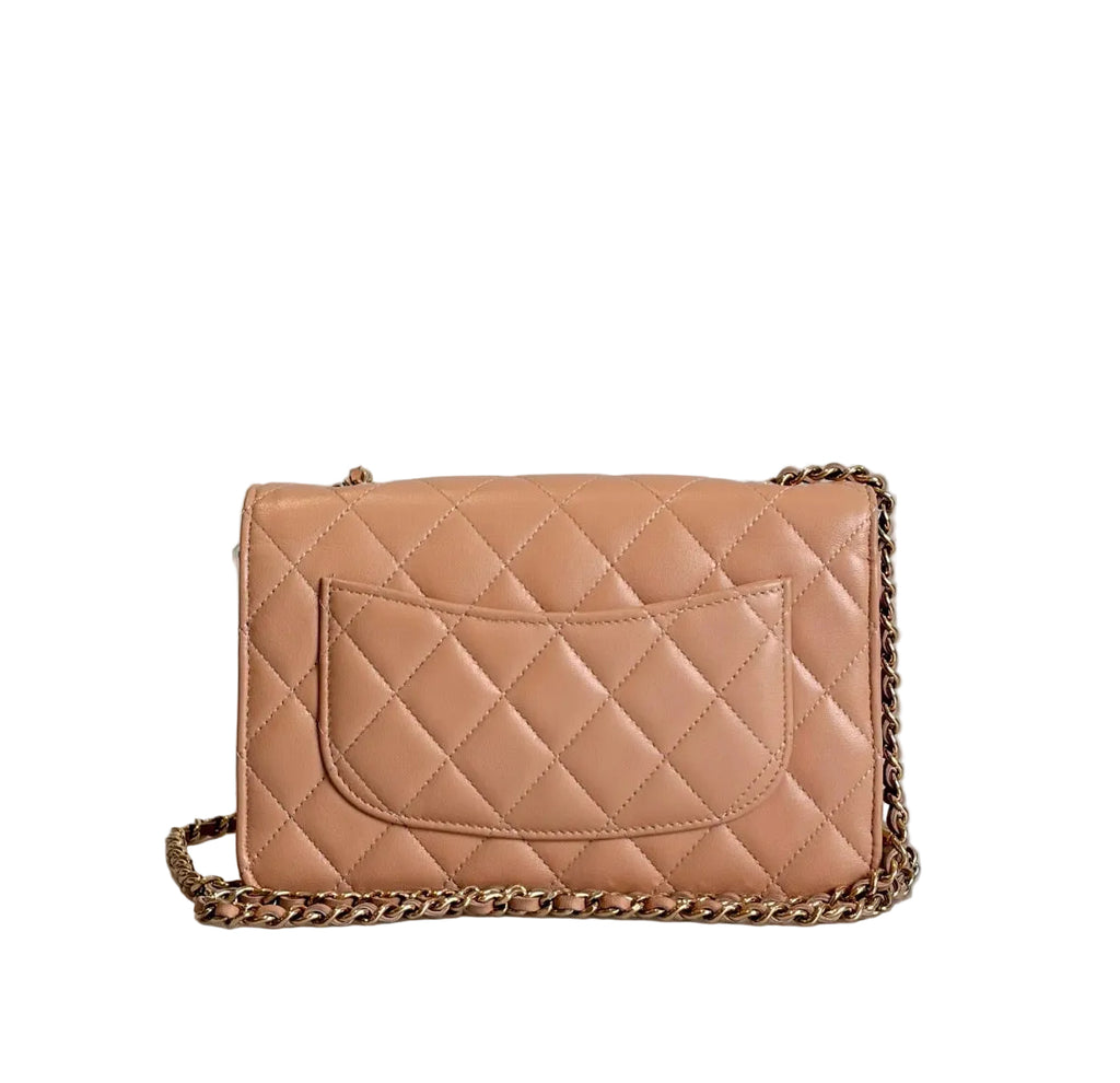 Pre-owned Chanel Mini Matelasse 17 Milk Tea Beige Lambskin Flap Bag - Authenticated