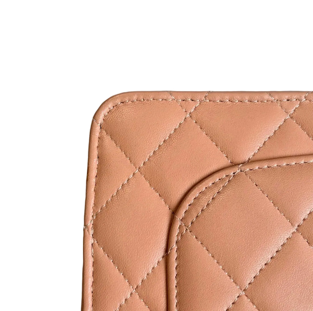Pre-owned Chanel Mini Matelasse 17 Milk Tea Beige Lambskin Flap Bag - Authenticated