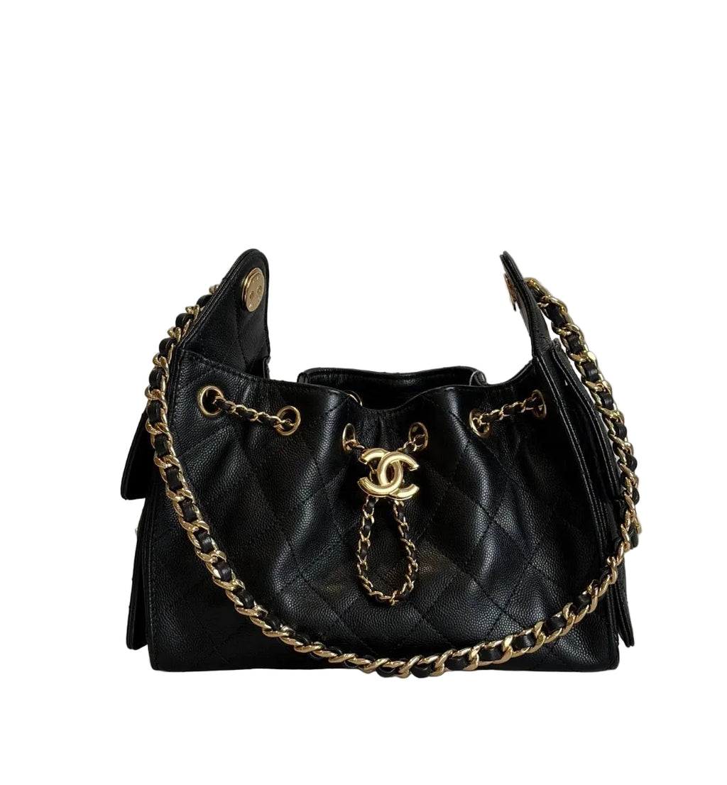 Pre-owned Chanel 25 Mini Black Caviar Leather Handbag - Authenticated