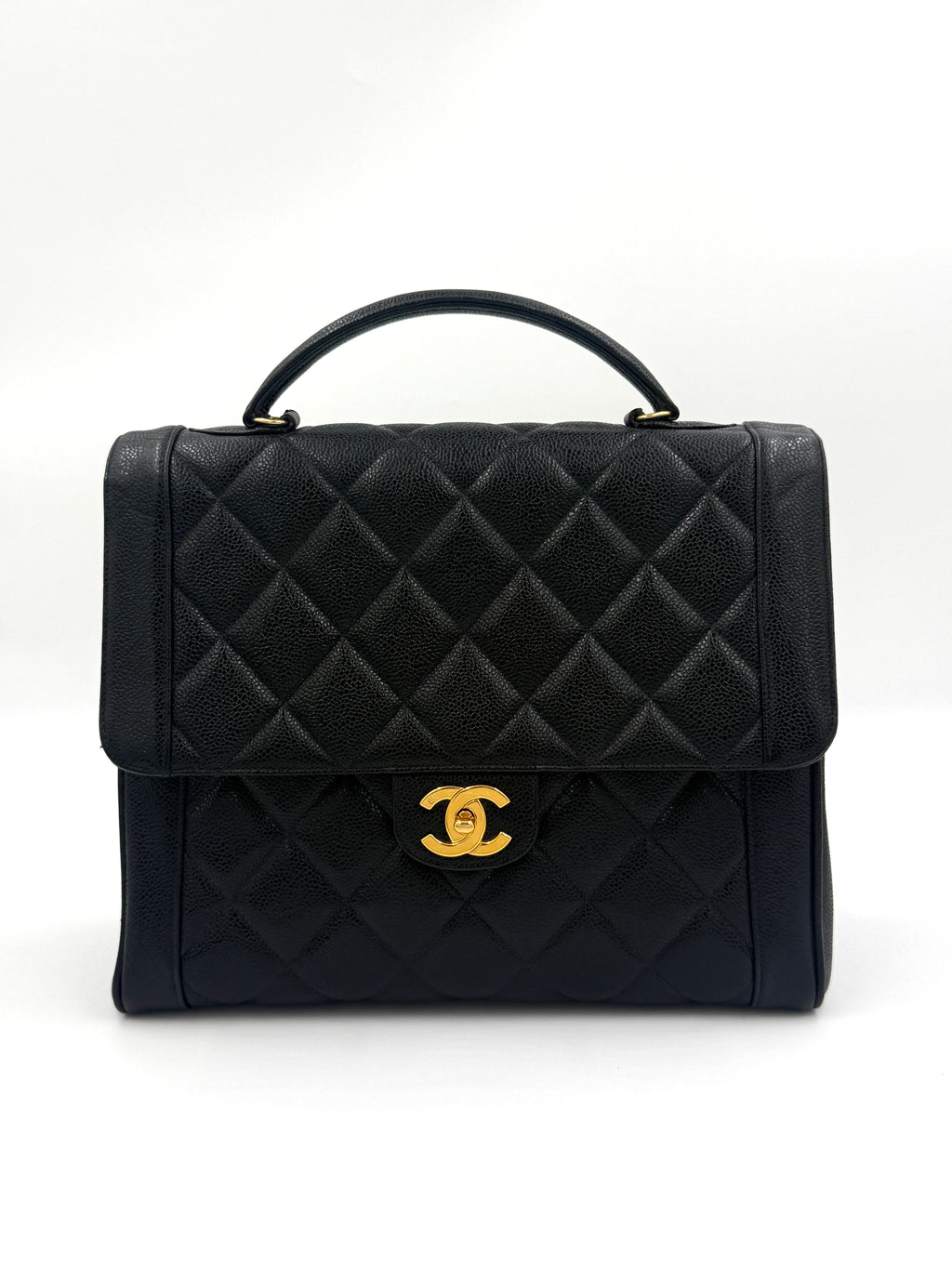 Pre-Owned Chanel Vintage Jumbo Kelly Caviar Leather Top Handle Bag - Authenticated
