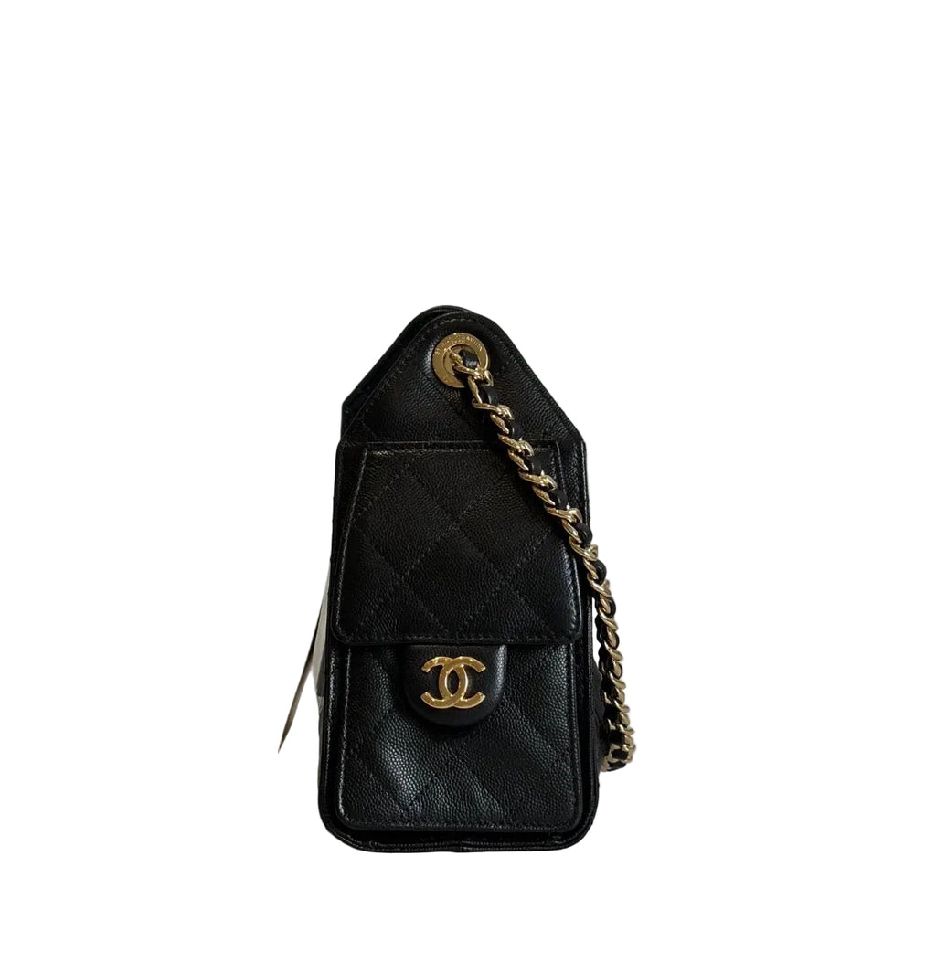 Pre-owned Chanel 25 Mini Black Caviar Leather Handbag - Authenticated
