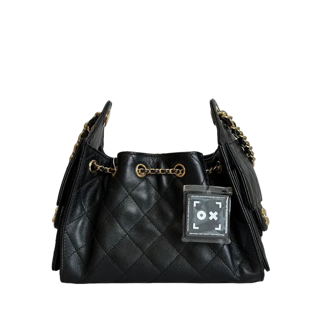 Pre-owned Chanel 25 Mini Black Caviar Leather Handbag - Authenticated