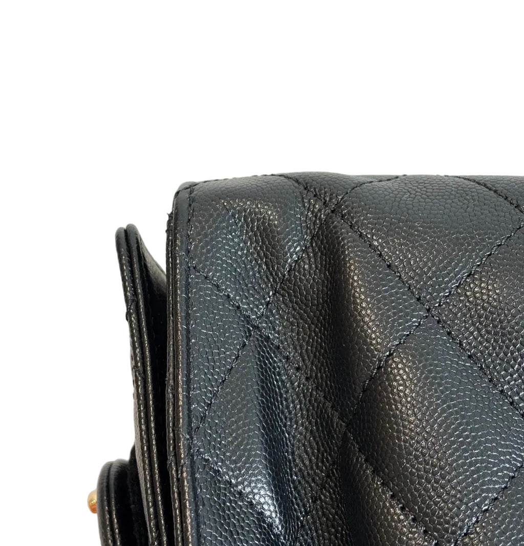 Pre-owned Chanel 25 Mini Black Caviar Leather Handbag - Authenticated