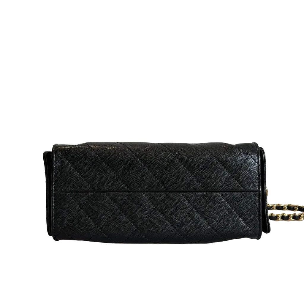 Pre-owned Chanel 25 Mini Black Caviar Leather Handbag - Authenticated