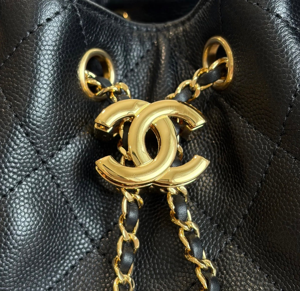 Pre-owned Chanel 25 Mini Black Caviar Leather Handbag - Authenticated