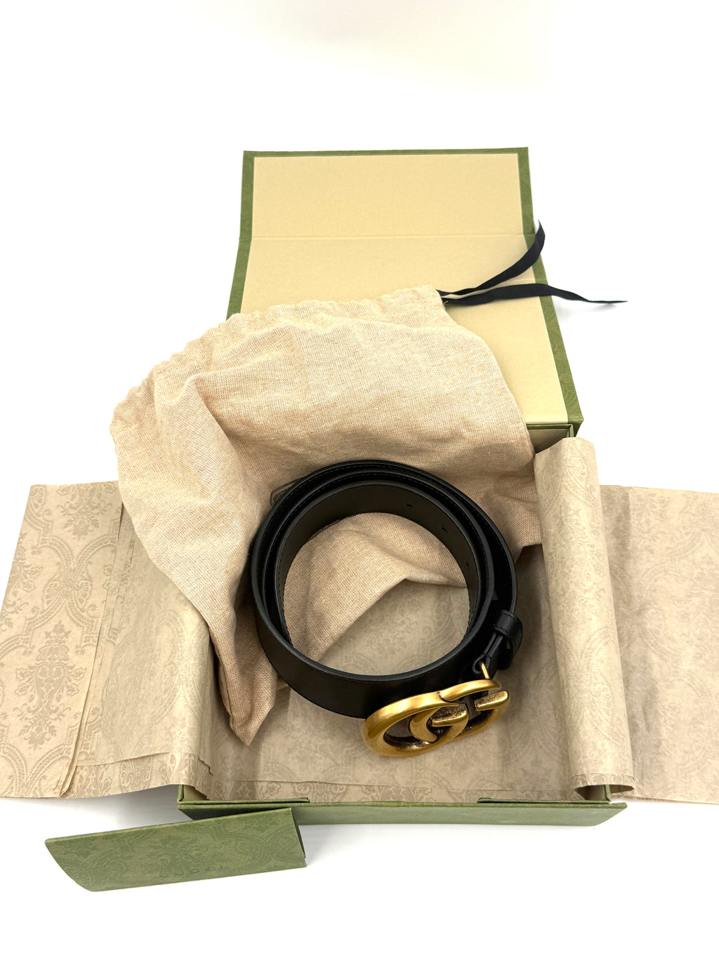Pre-owned Black Gucci Marmont Wide Belt 90cm 36"