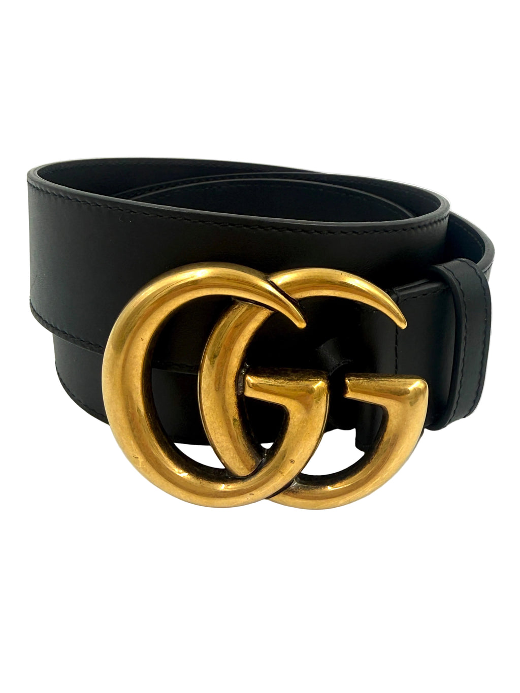 Pre-owned Black Gucci Marmont Wide Belt 90cm 36"