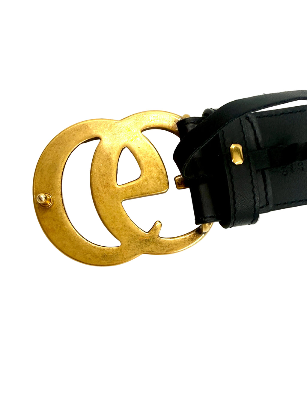 Pre-owned Black Gucci Marmont Wide Belt 90cm 36"