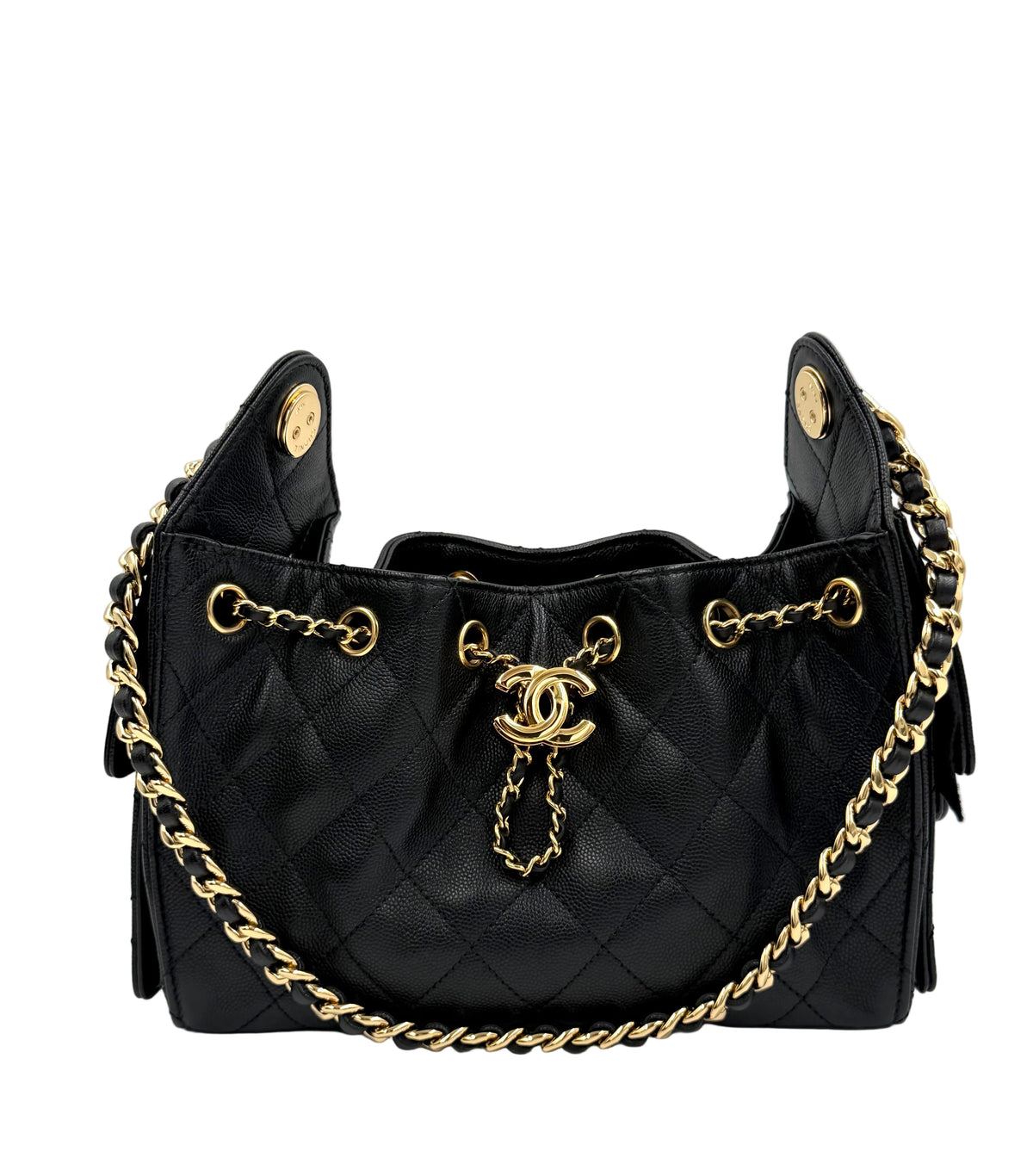 Pre-owned Chanel 25 Mini Black Caviar Leather Handbag - Authenticated