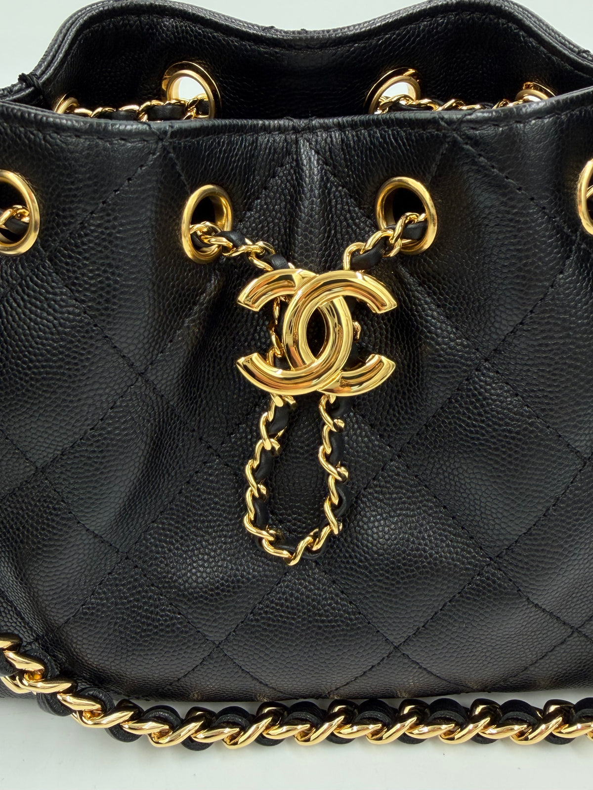 Pre-owned Chanel 25 Mini Black Caviar Leather Handbag - Authenticated