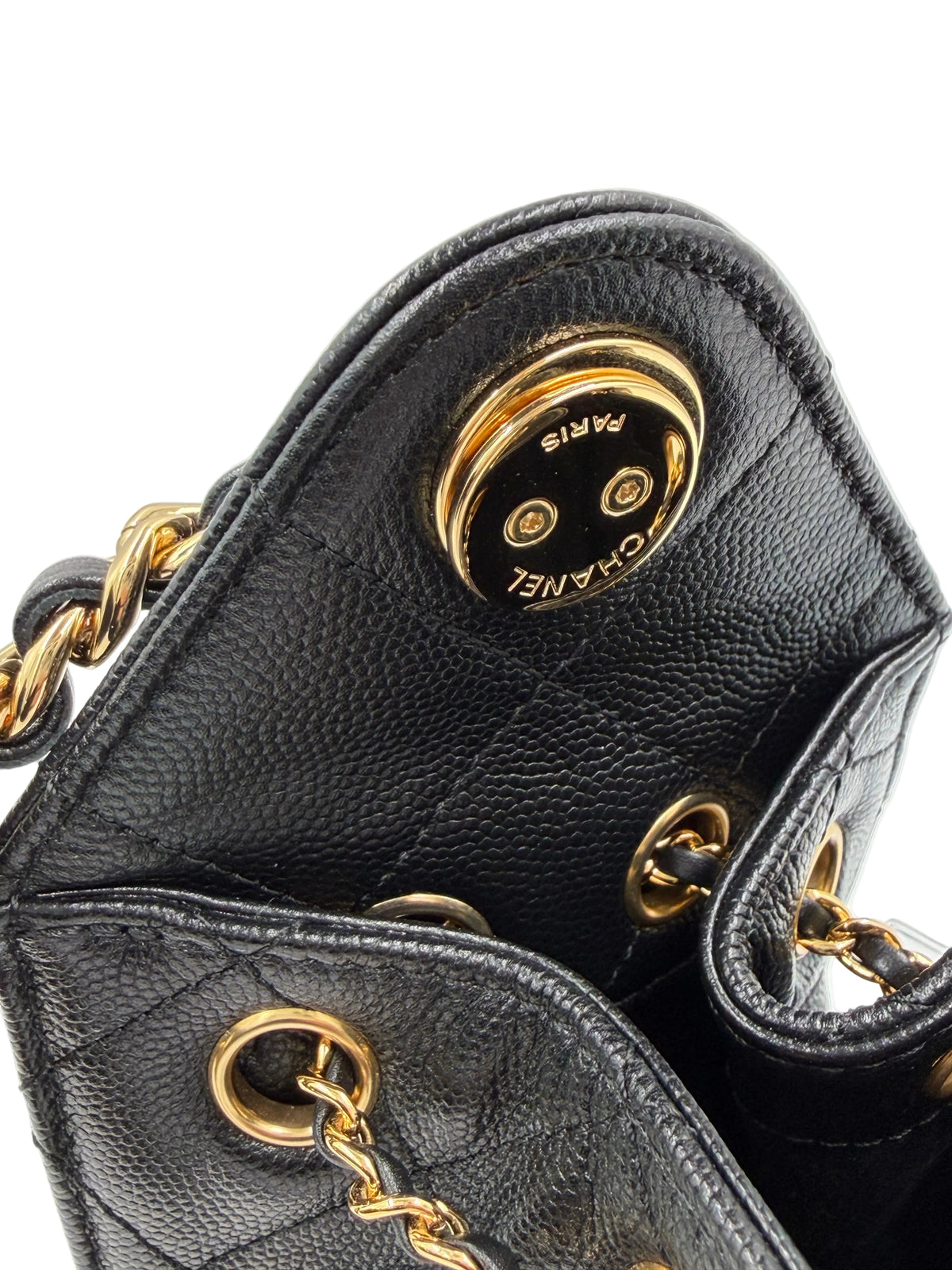 Pre-owned Chanel 25 Mini Black Caviar Leather Handbag - Authenticated